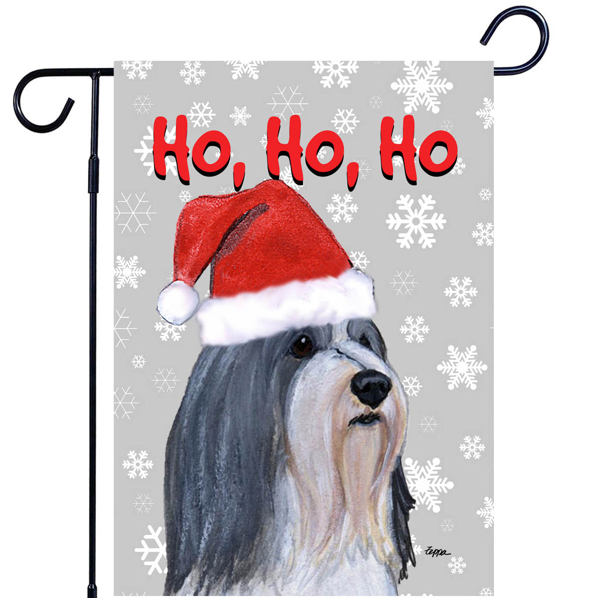 Bearded Collie Ho Ho Ho Garden Flag