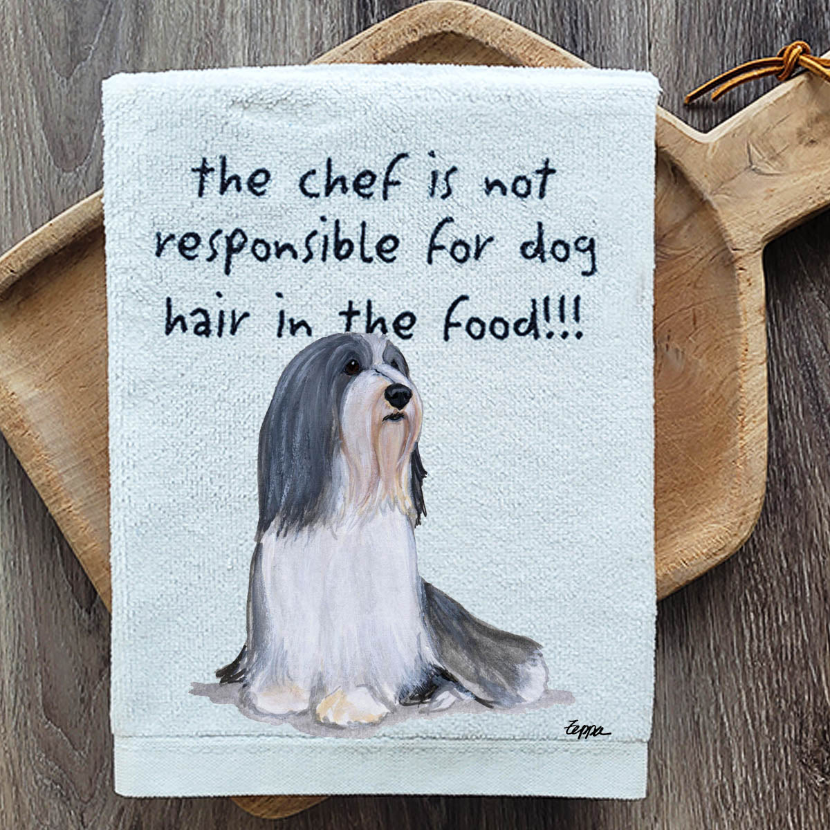 Pawsitively Adorable Bearded Collie Kitchen Towel