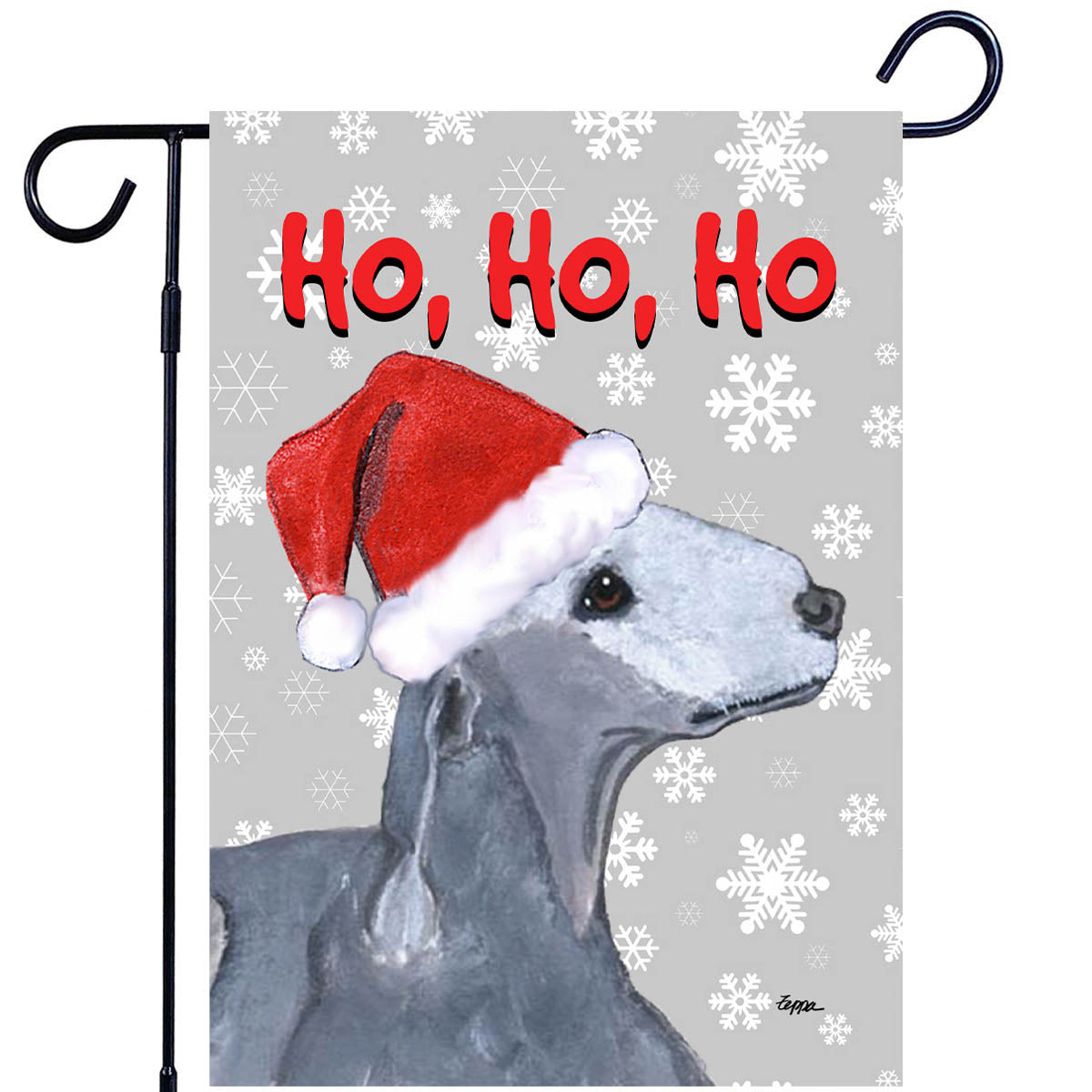 Bedlington Terrier Ho Ho Ho Garden Flag