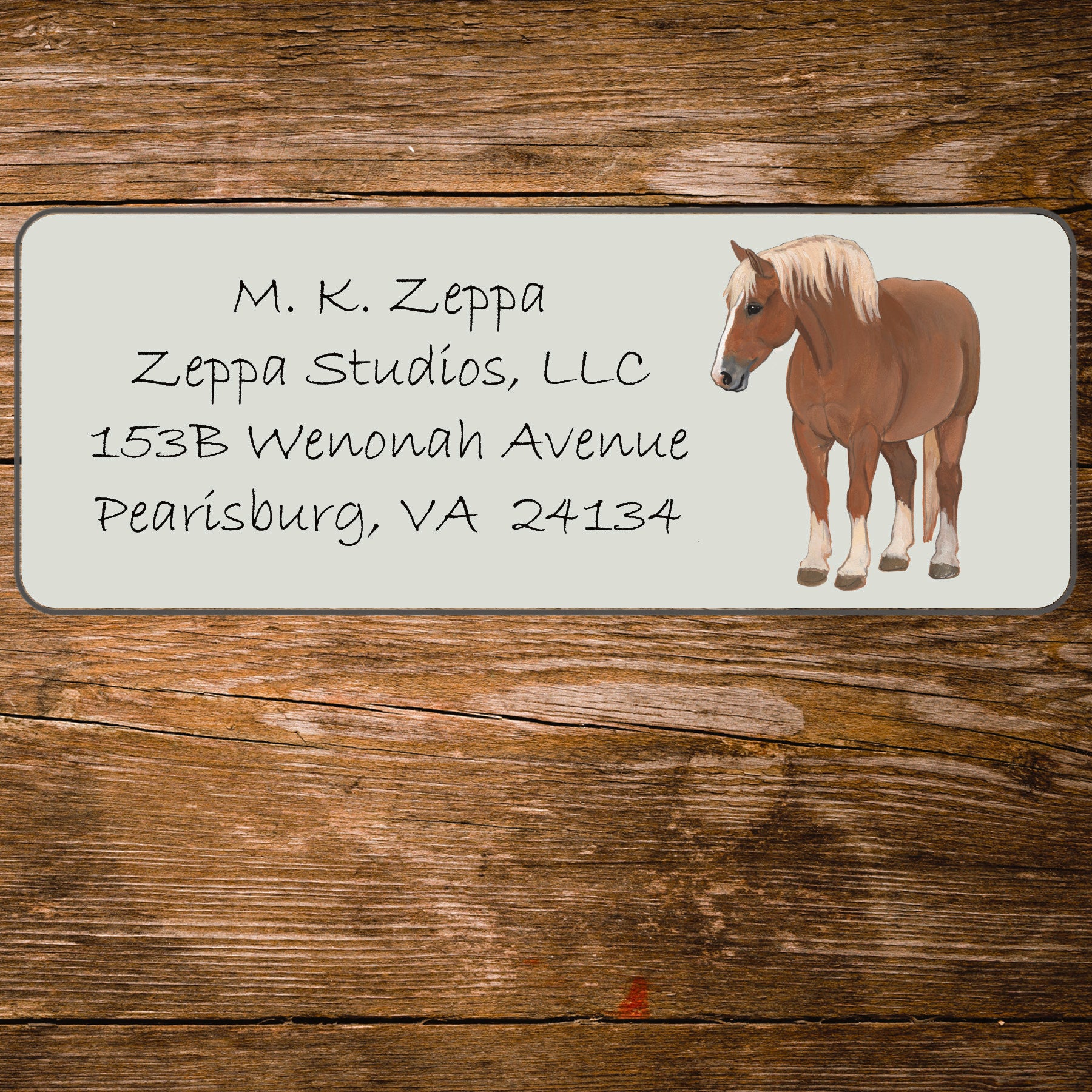 Address Label with an illustration  of a Belgian Horse