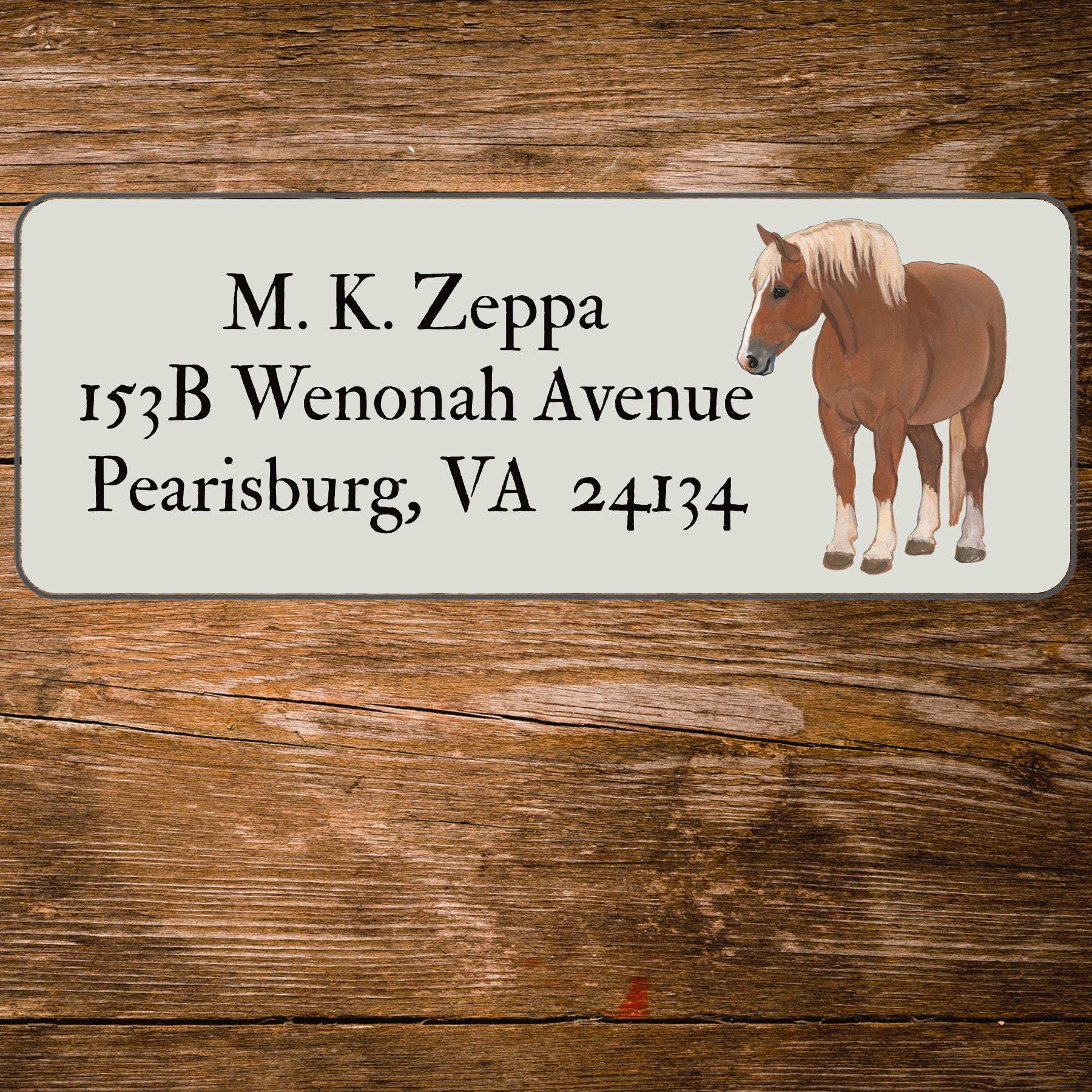 Address Label with an illustration  of a Belgian Horse
