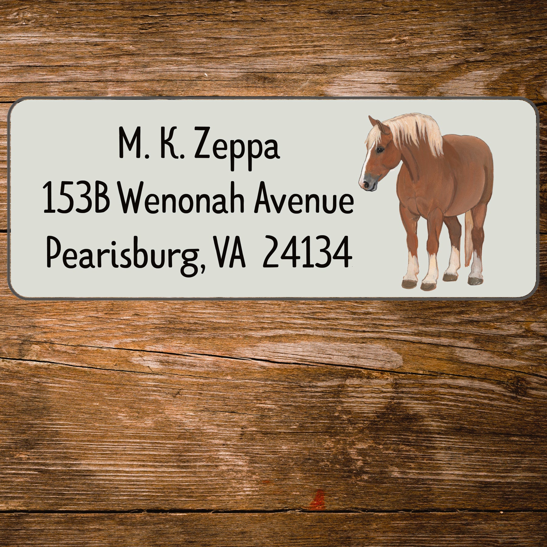 Address Label with an illustration  of a Belgian Horse