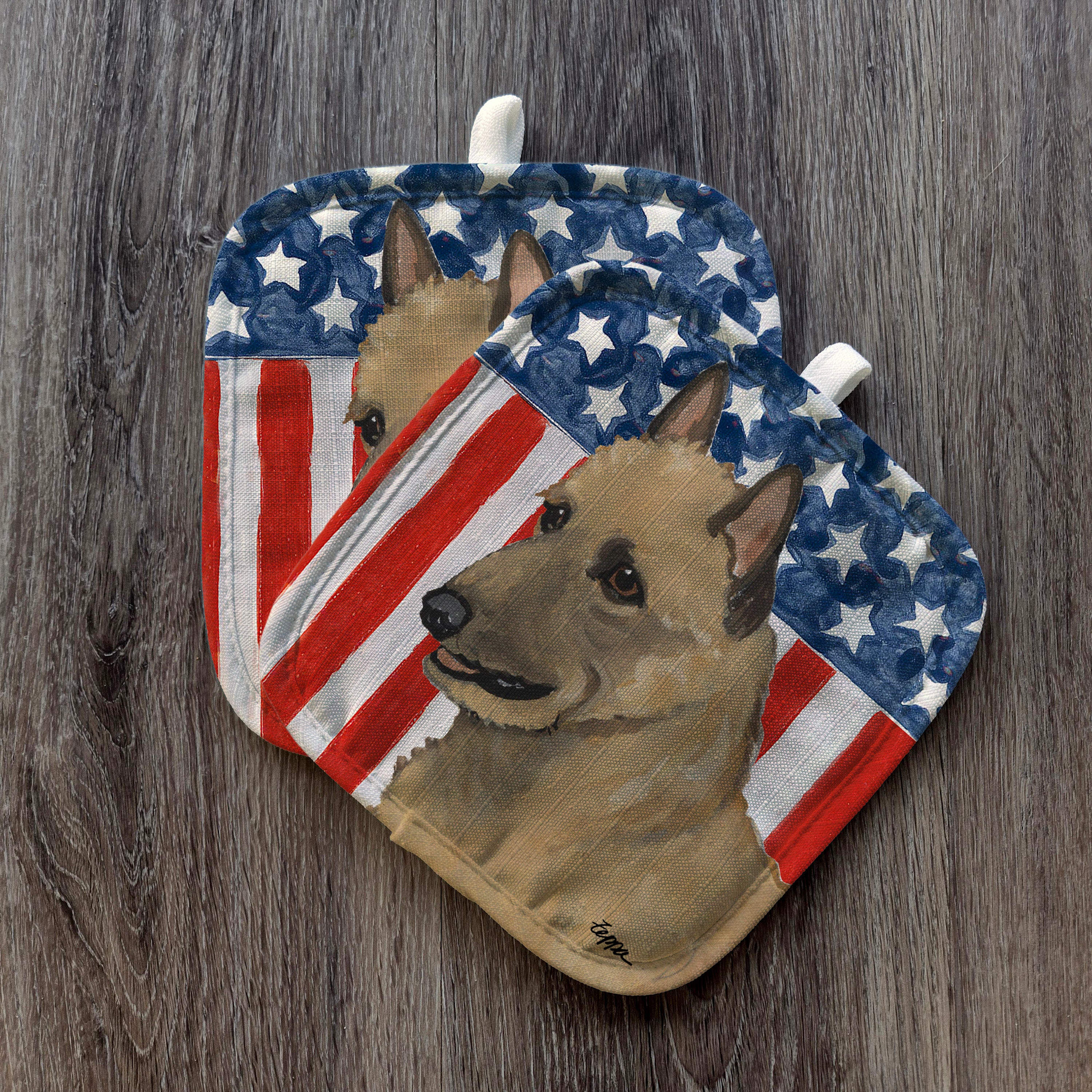 Belgian Laekenois Americana Pot Holder Set