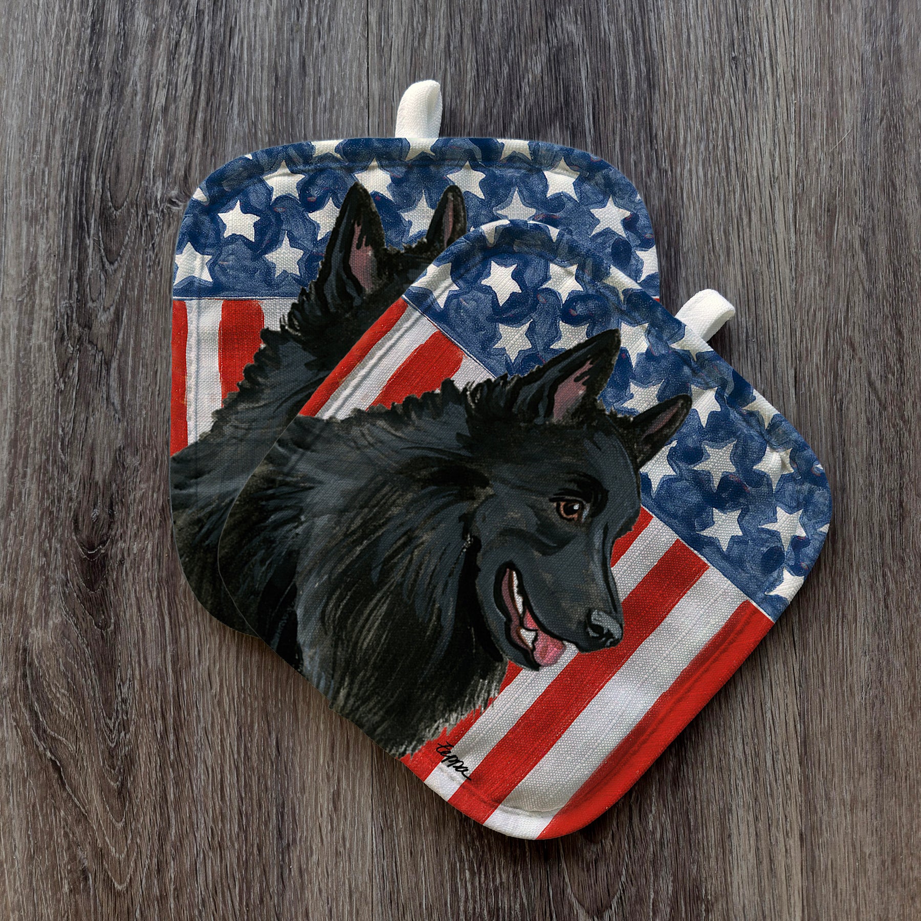 Belgian Shepherd Americana Pot Holder Set