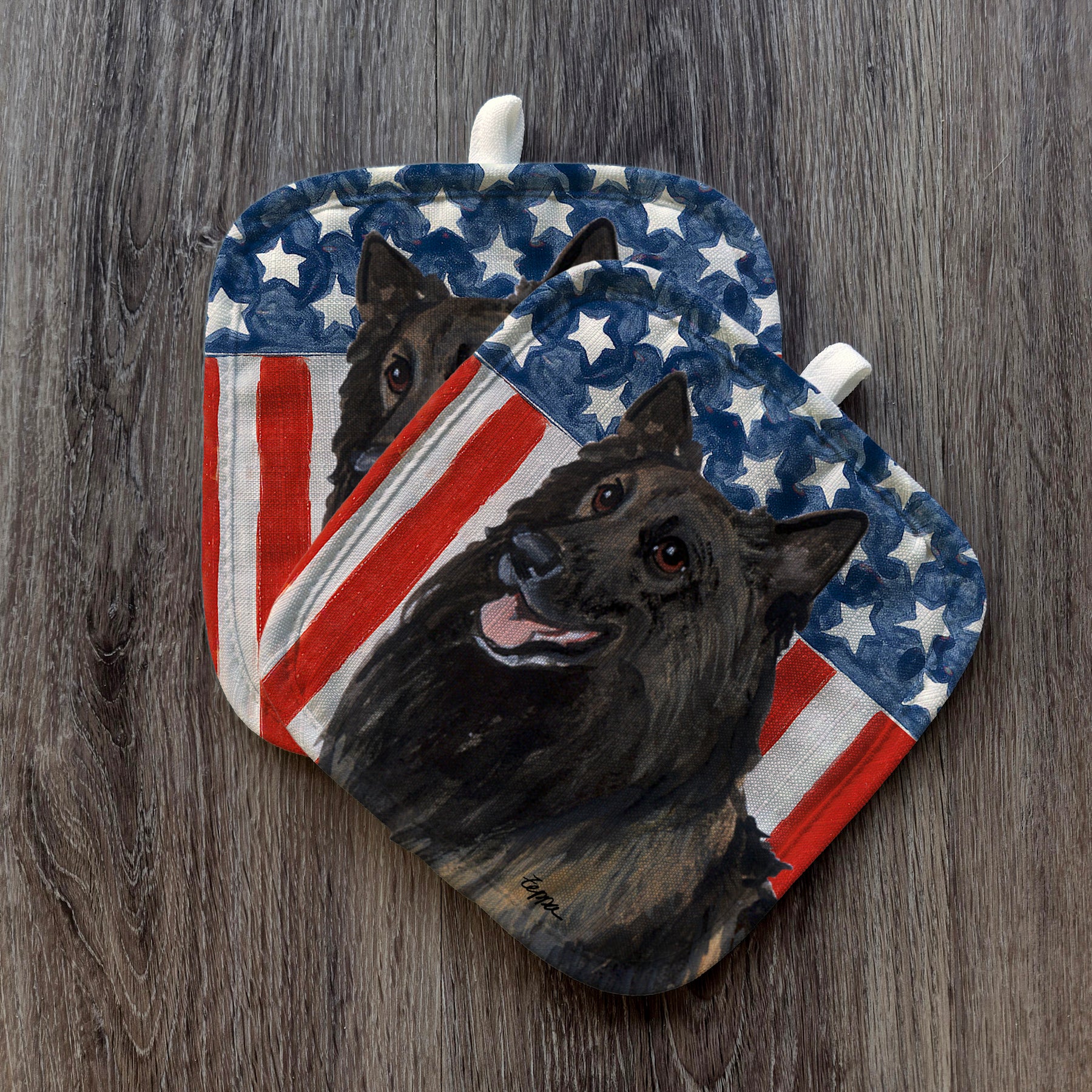 Belgian Tervuren Americana Pot Holder Set