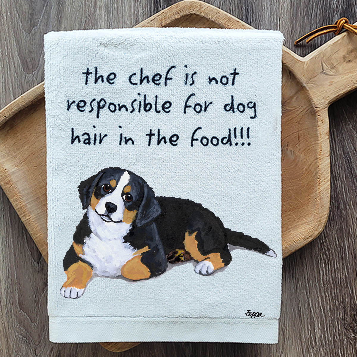 Pawsitively Adorable Bernese Mtn Dog Puppy Kitchen Towel