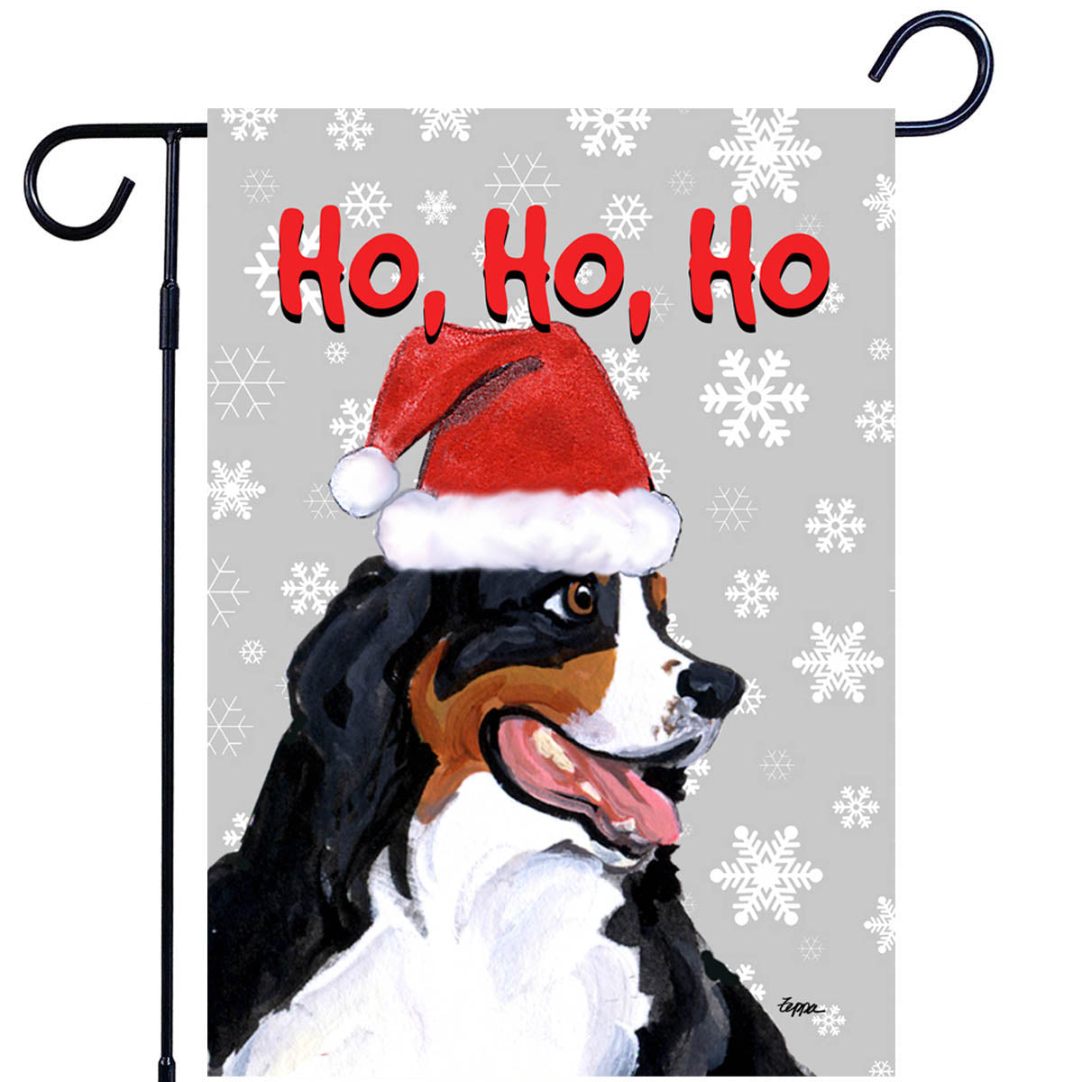 Bernese Mountain Dog Ho Ho Ho Garden Flag