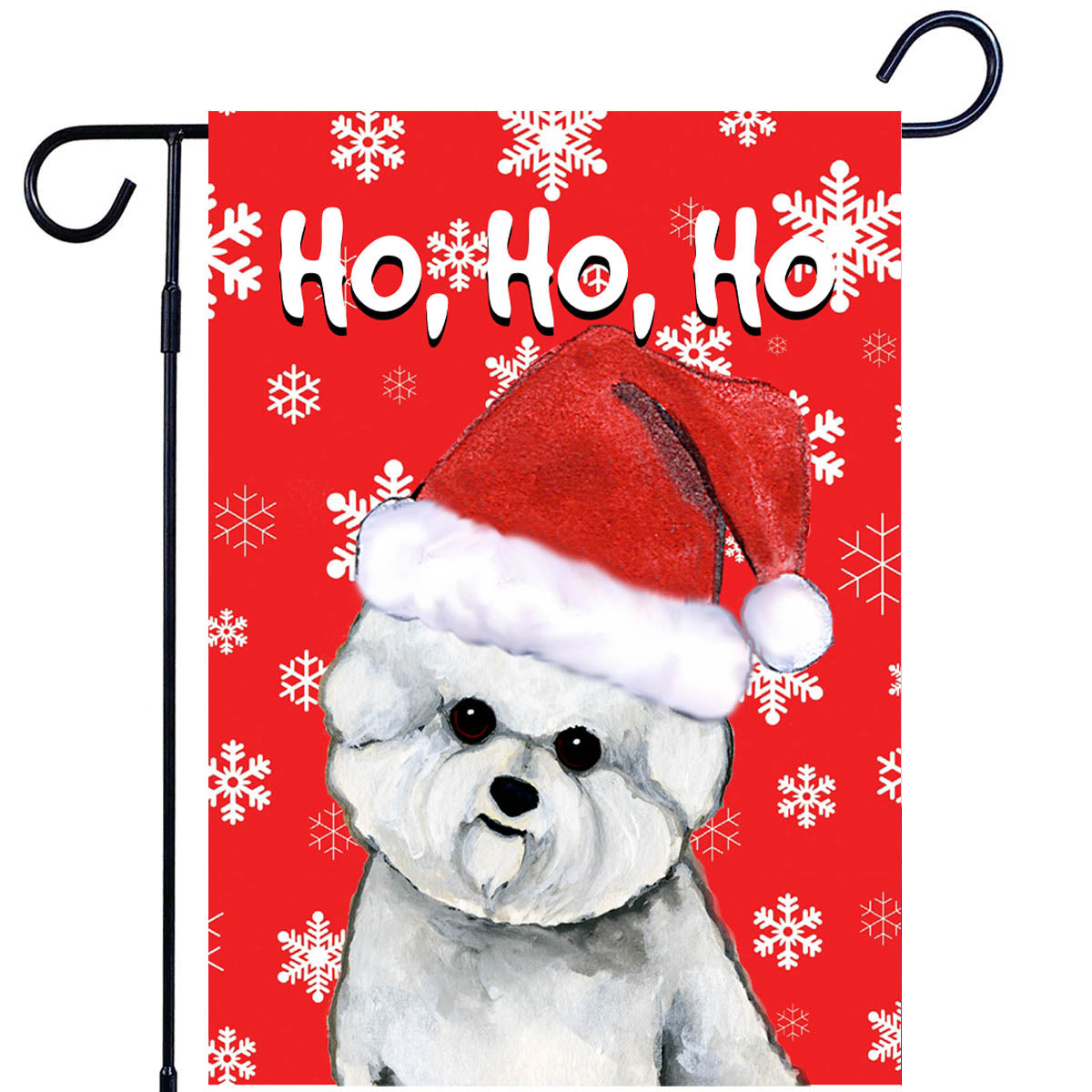 Bichon Frise Ho Ho Ho Garden Flag