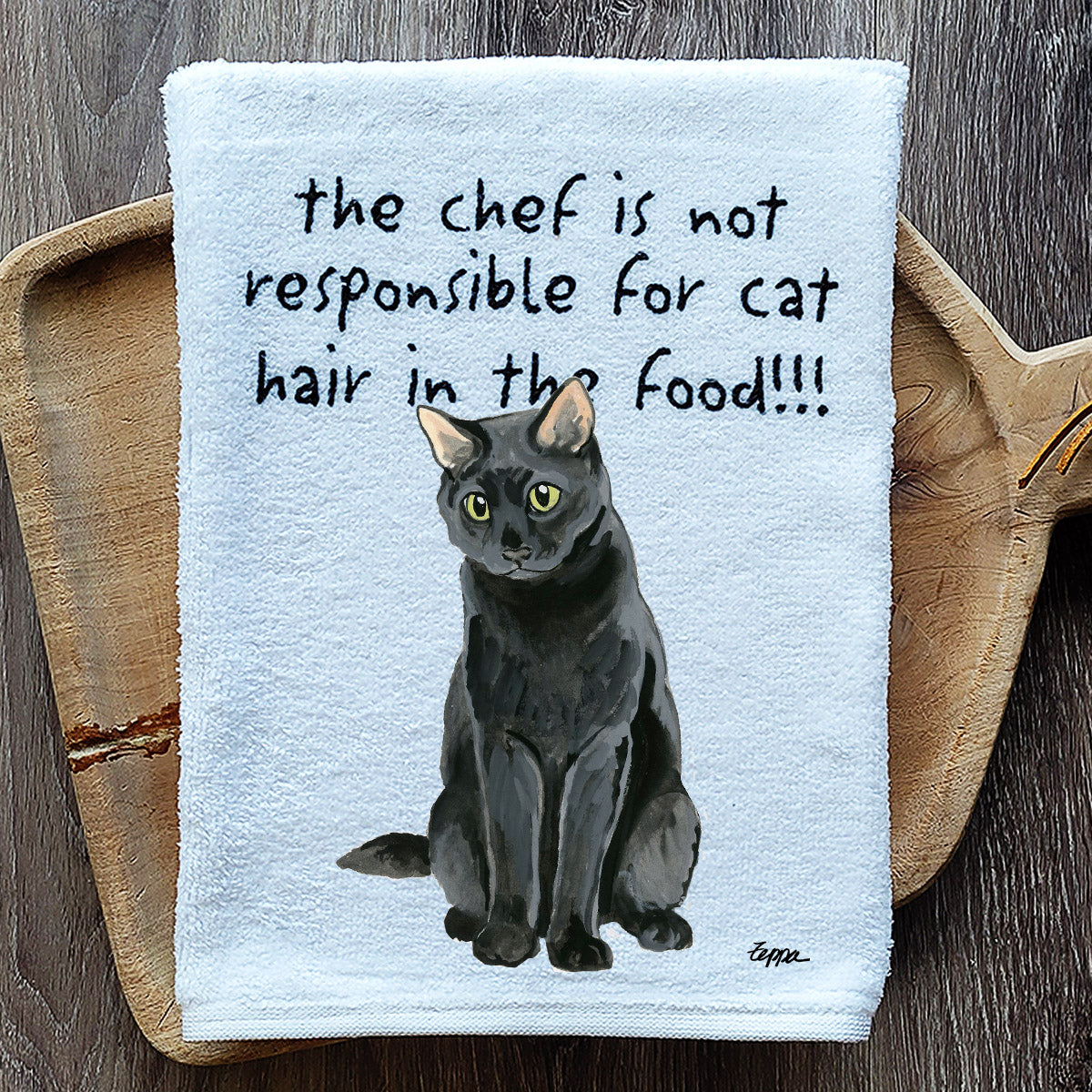 Pawsitively Adorable Black Cat Kitchen Towel