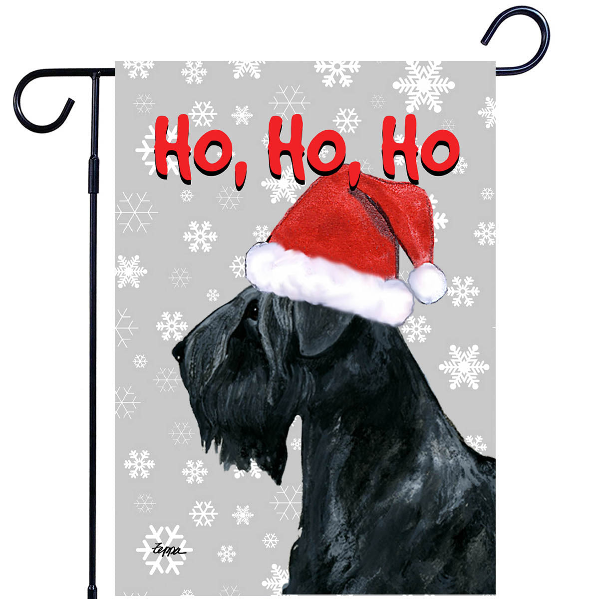 Black Russian Terrier Ho Ho Ho Garden Flag