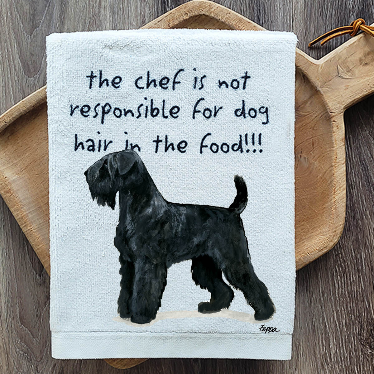 Pawsitively Adorable Black Russian Terrier Kitchen Towel