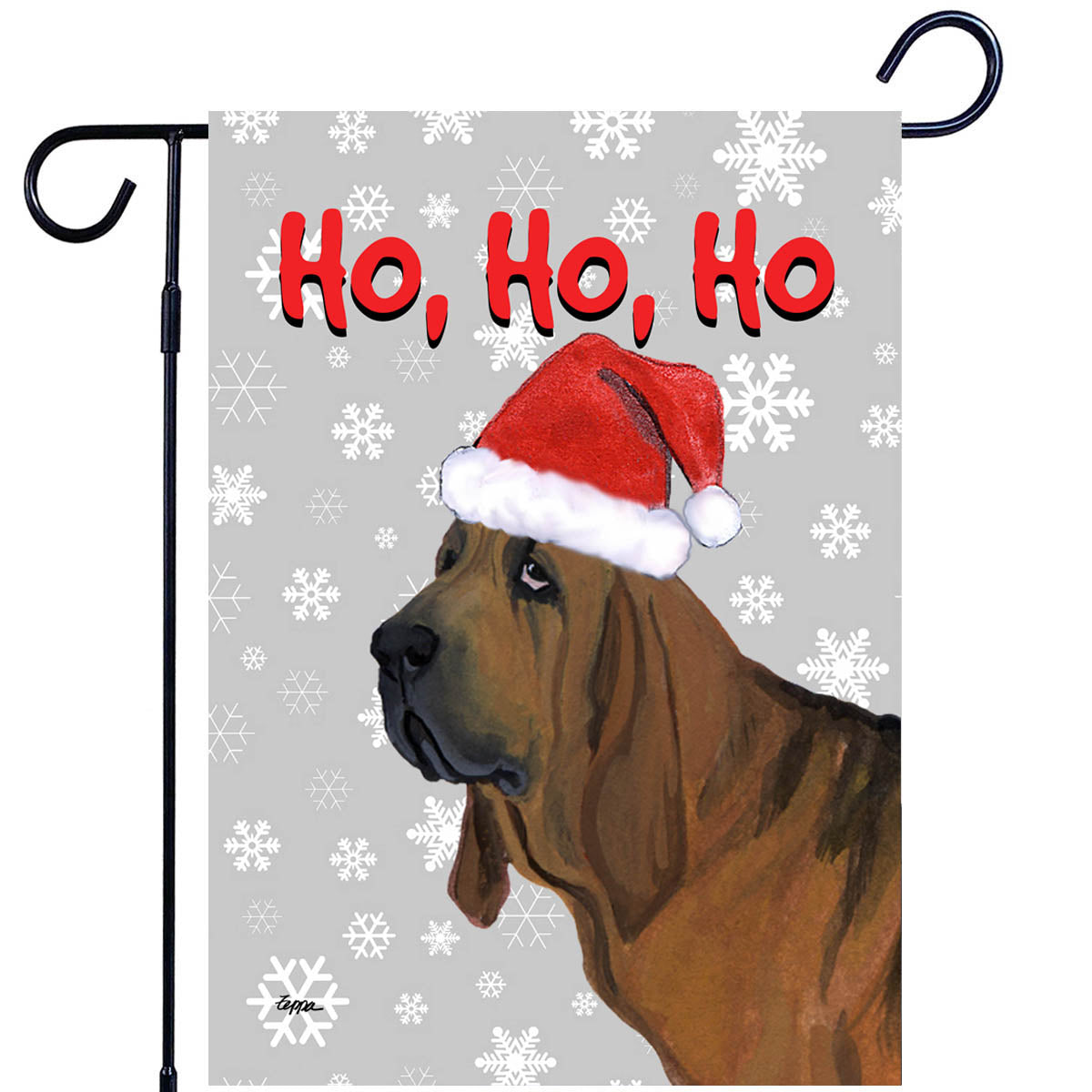 Bloodhound Ho Ho Ho Garden Flag