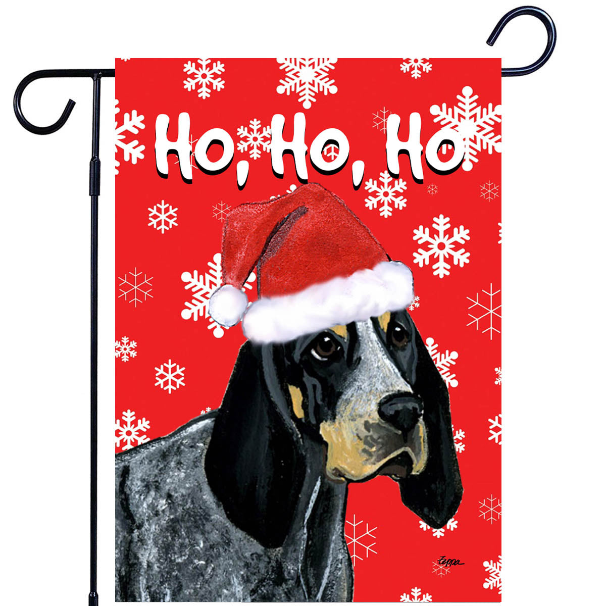 Bluetick Coonhound Ho Ho Ho Garden Flag