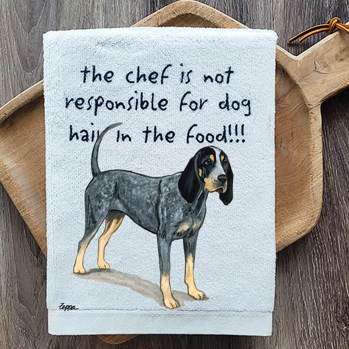 Pawsitively Adorable Bluetick Coonhound Kitchen Towel