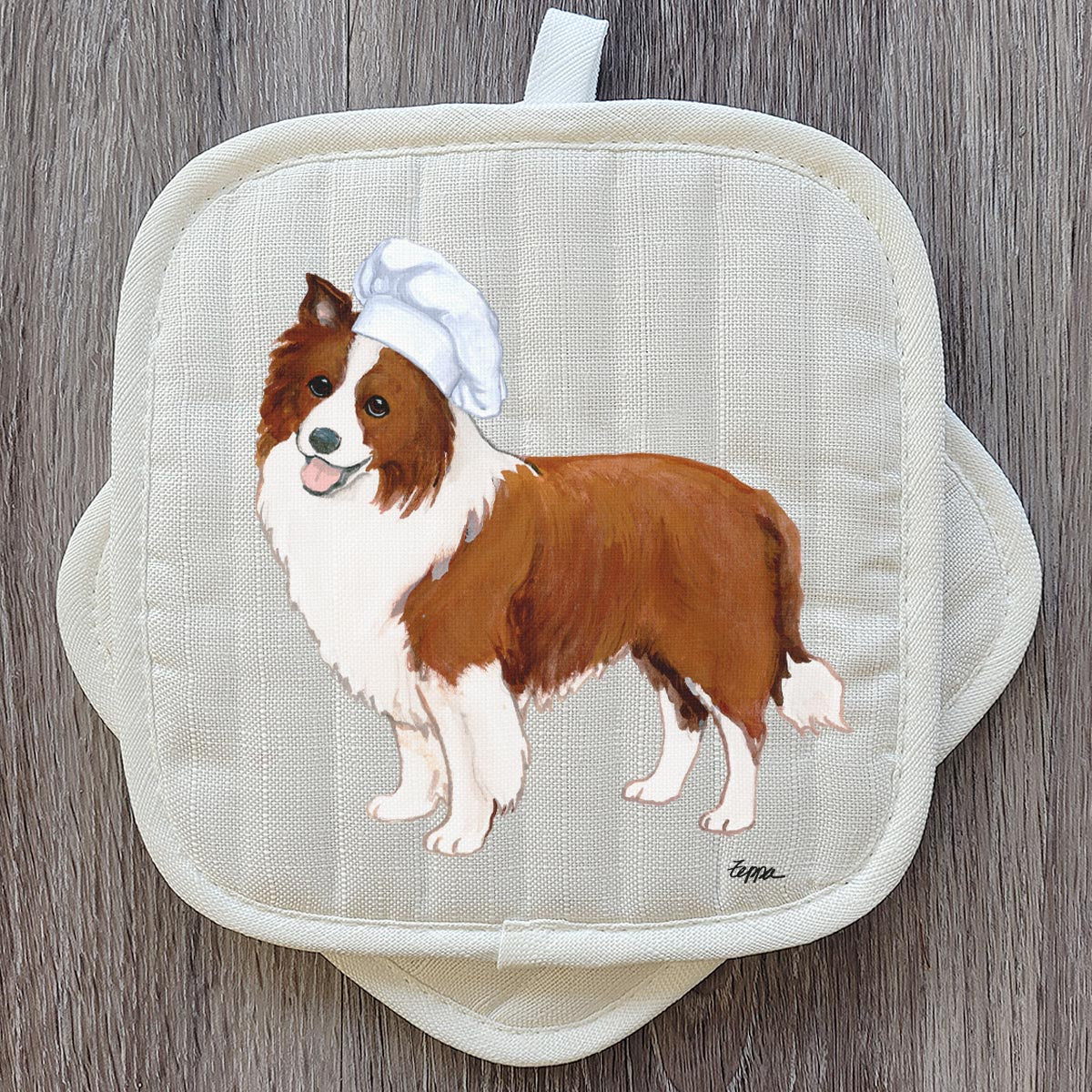 Brown Border Collie Pot Hodlers