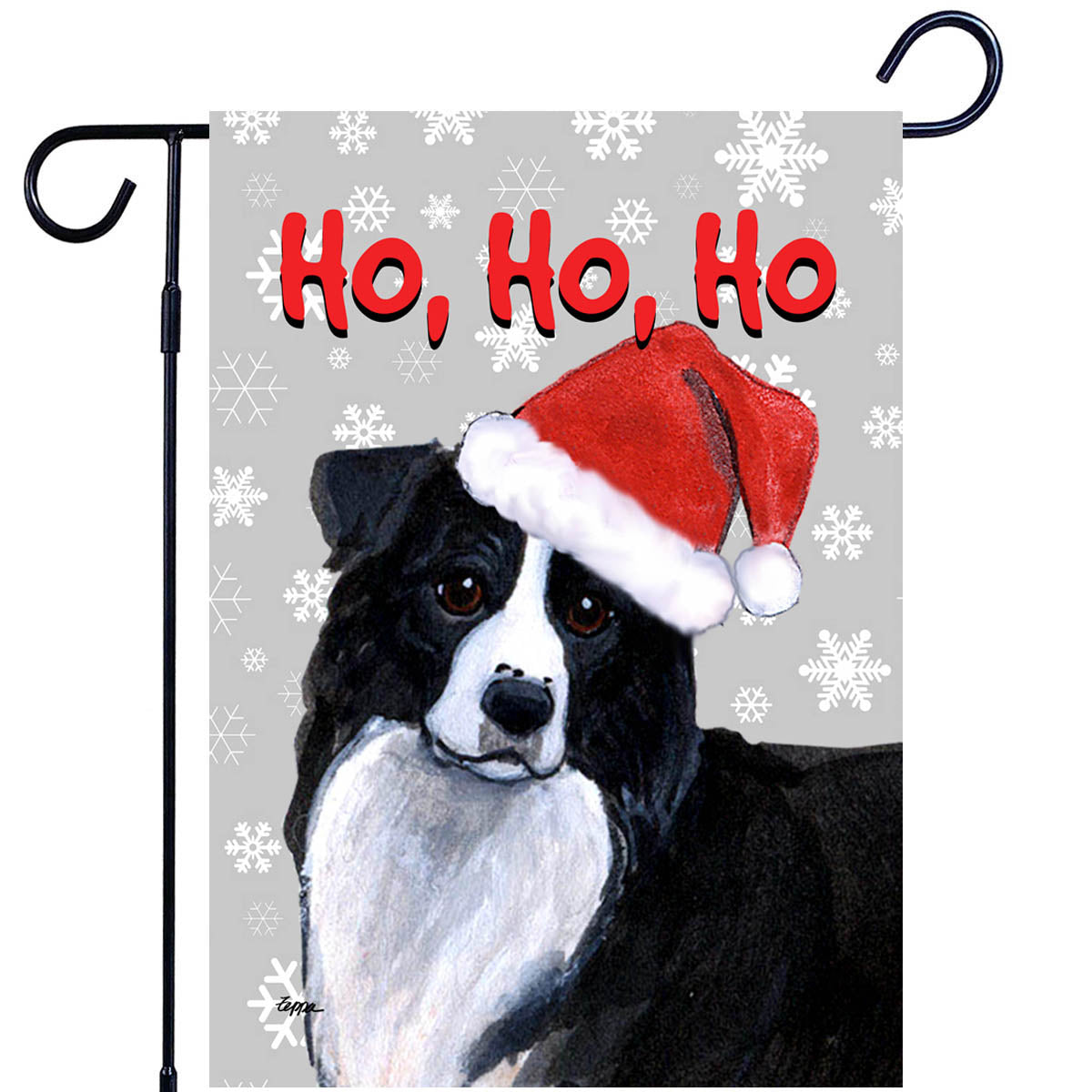 Border Collie Ho Ho Ho Garden Flag