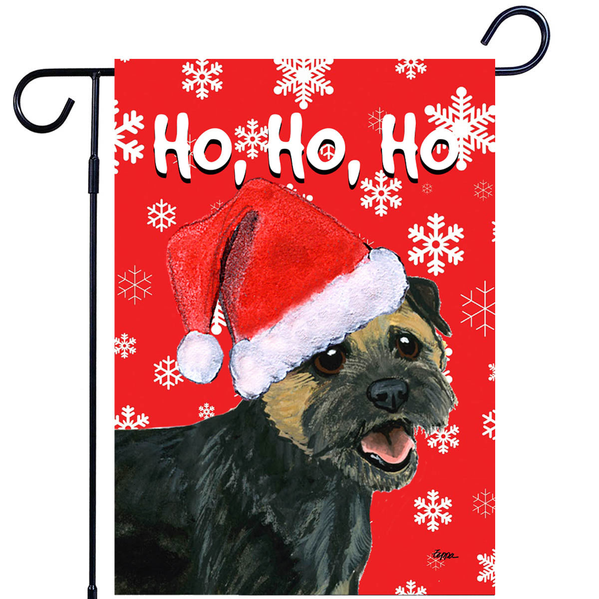 Border Terrier Ho Ho Ho Garden Flag