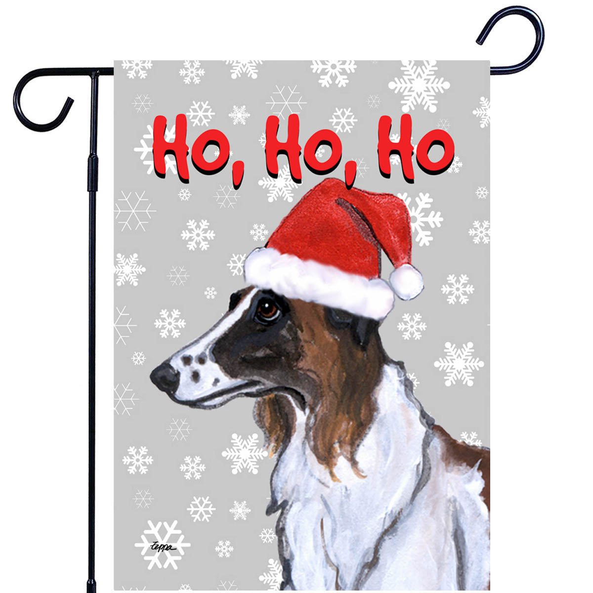 Borzoi Ho Ho Ho Garden Flag