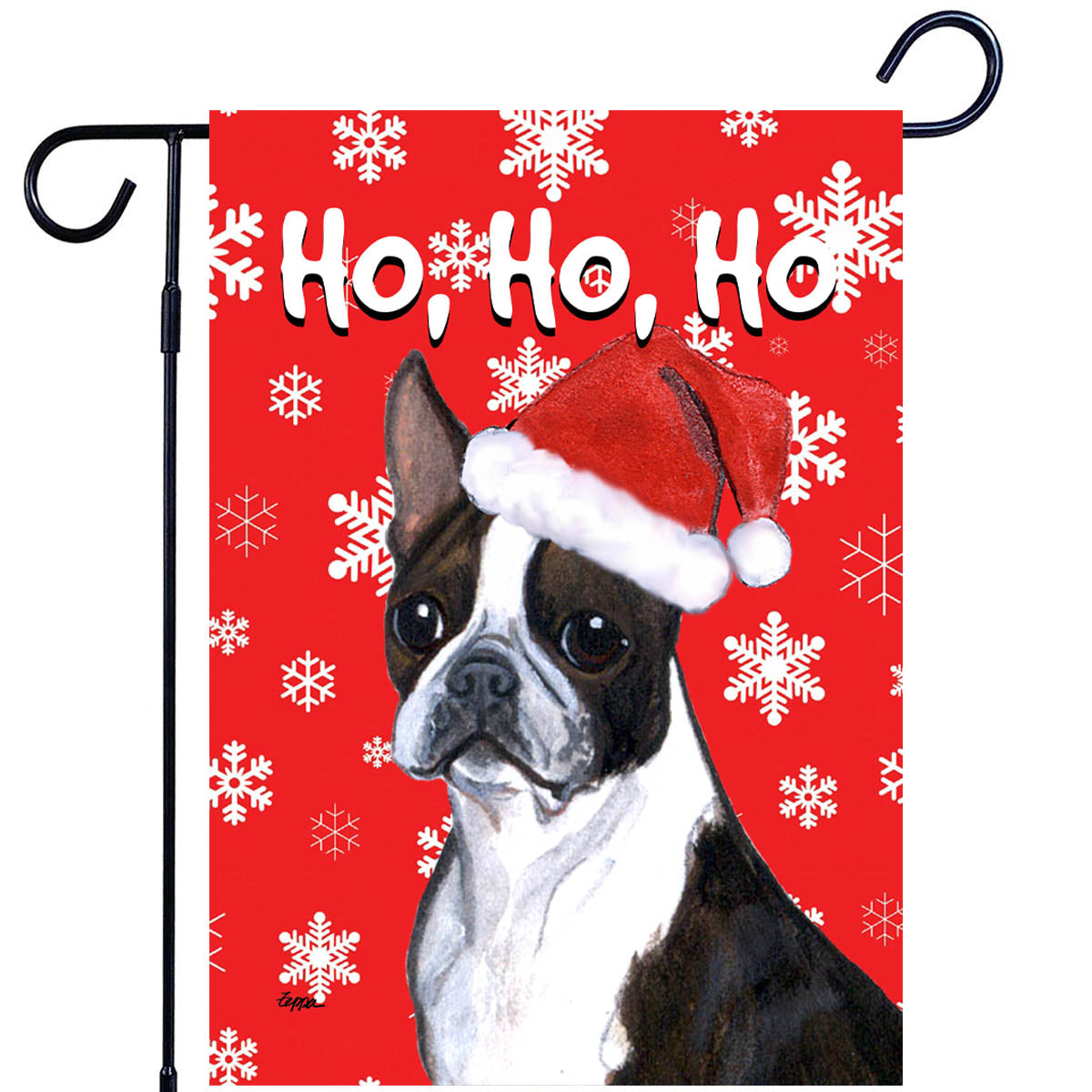 Boston Terrier Ho Ho Ho Garden Flag