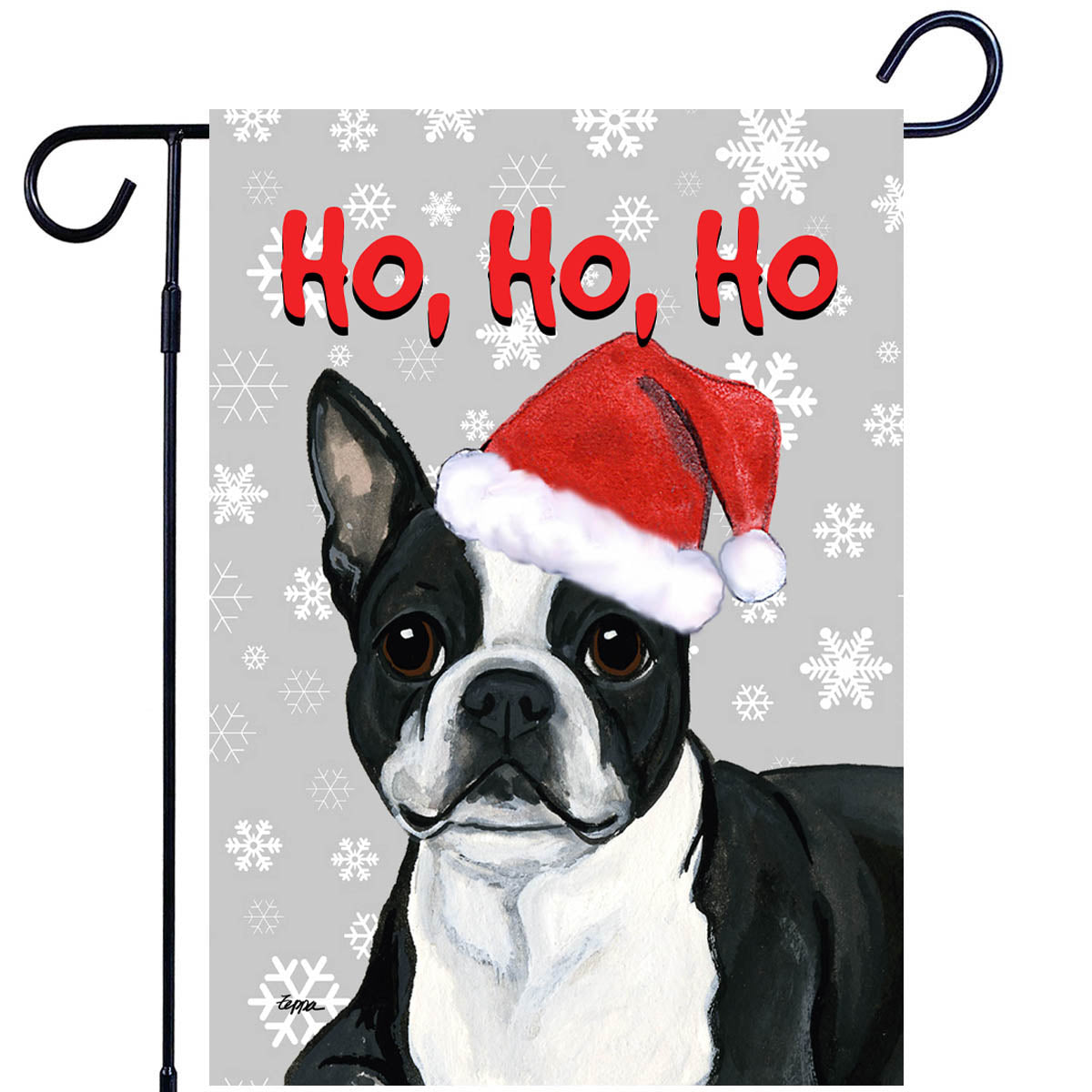 Boston Terrier Ho Ho Ho Garden Flag