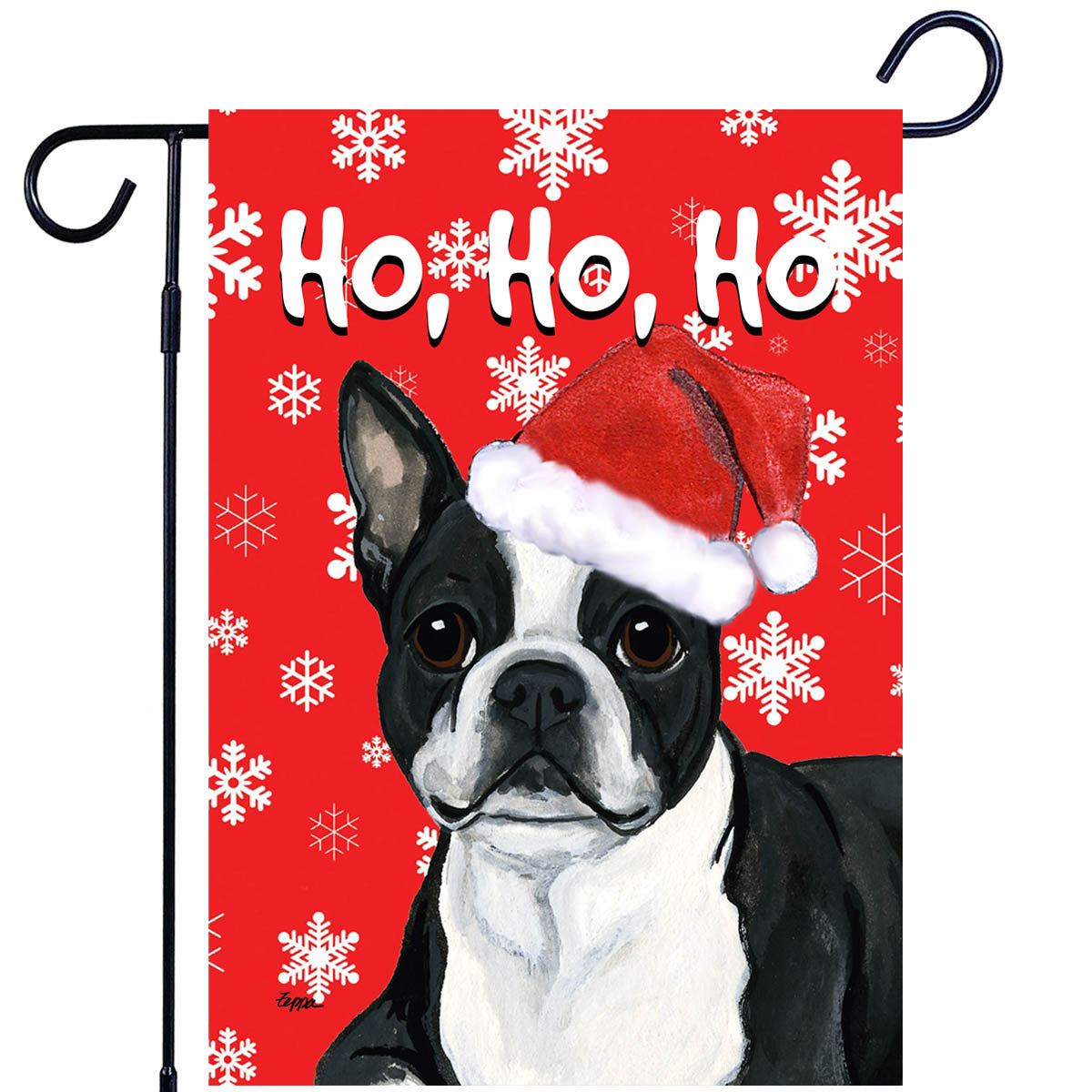 Boston Terrier Ho Ho Ho Garden Flag