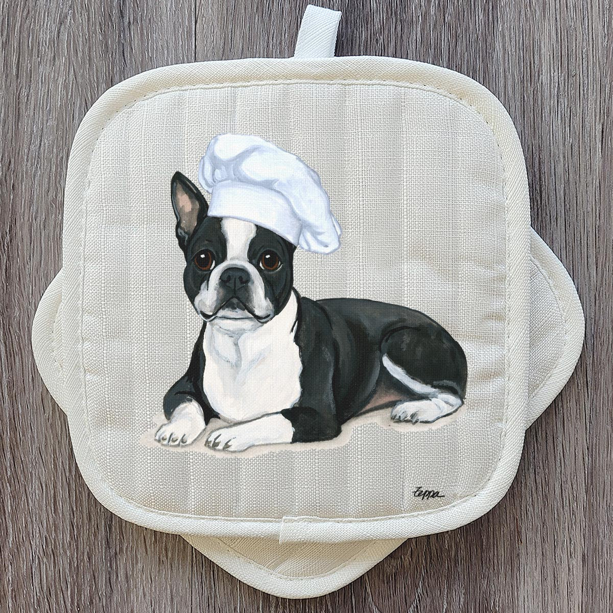 Boston Terrier Lying Down Pot Holders