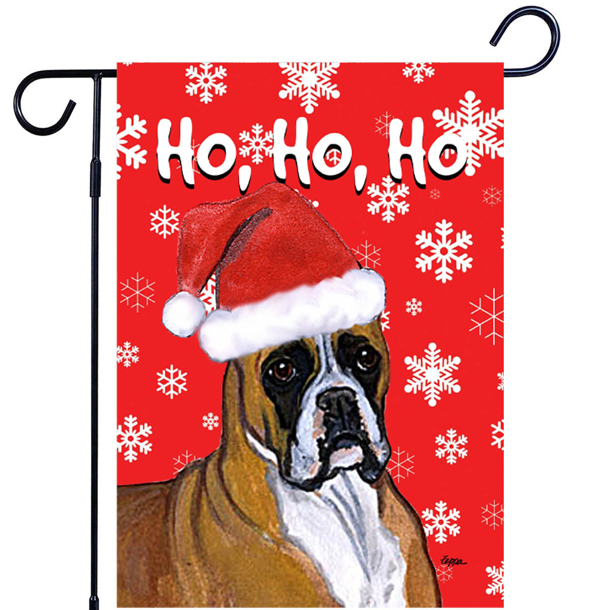 Boxer Ho Ho Ho Garden Flag