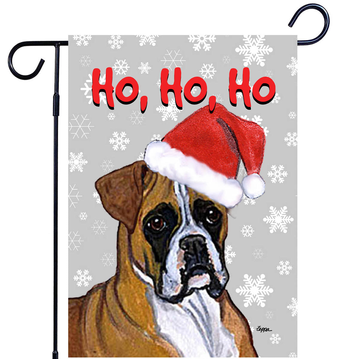 Boxer Ho Ho Ho Garden Flag