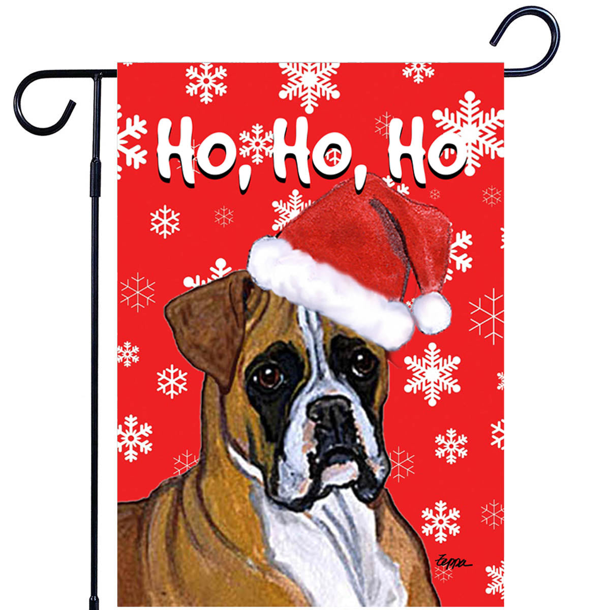 Boxer Ho Ho Ho Garden Flag