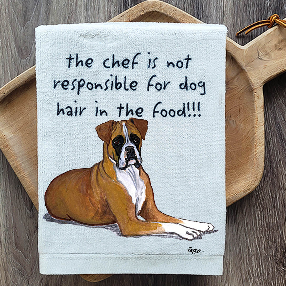 Pawsitively Adorable Boxer Uncropped Kitchen Towel