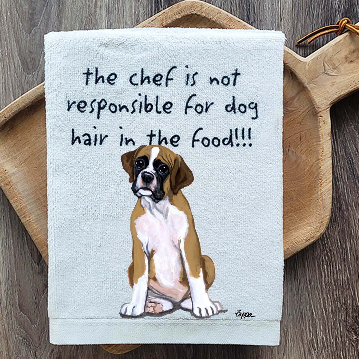 Pawsitively Adorable Boxer Puppy Kitchen Towel