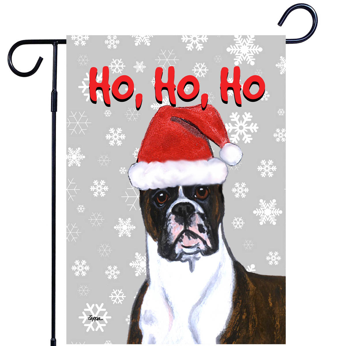 Boxer Ho Ho Ho Garden Flag