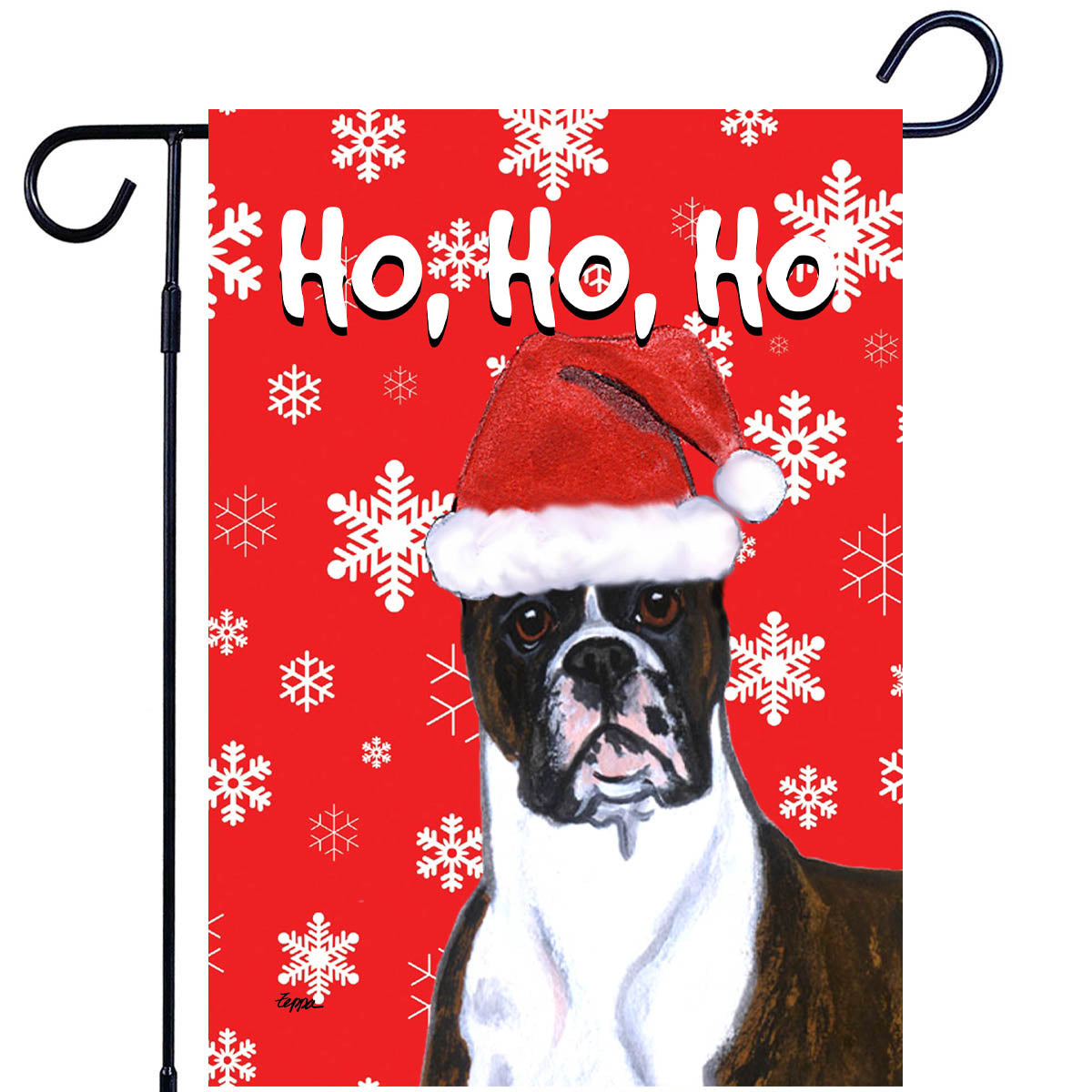 Boxer Ho Ho Ho Garden Flag