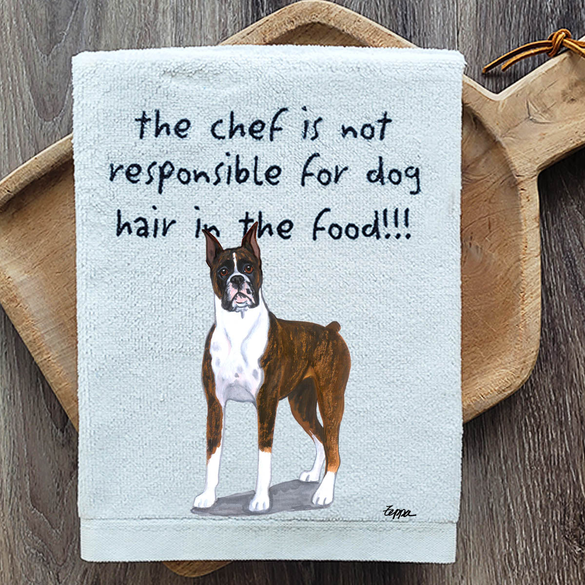 Pawsitively Adorable Boxer Standing Kitchen Towel