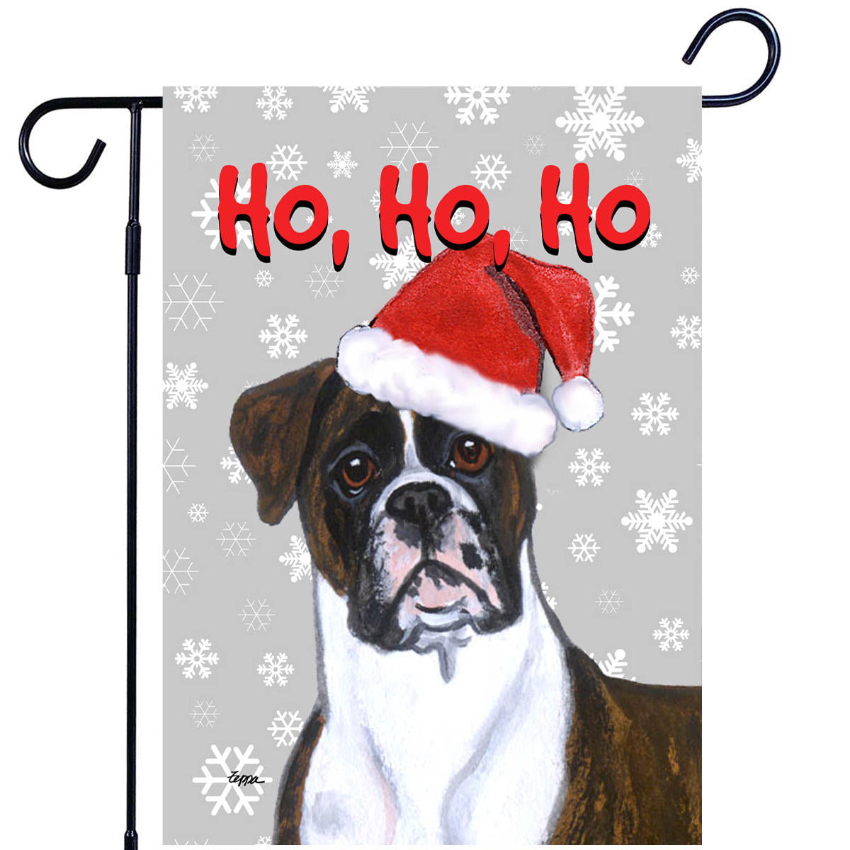 Boxer Ho Ho Ho Garden Flag