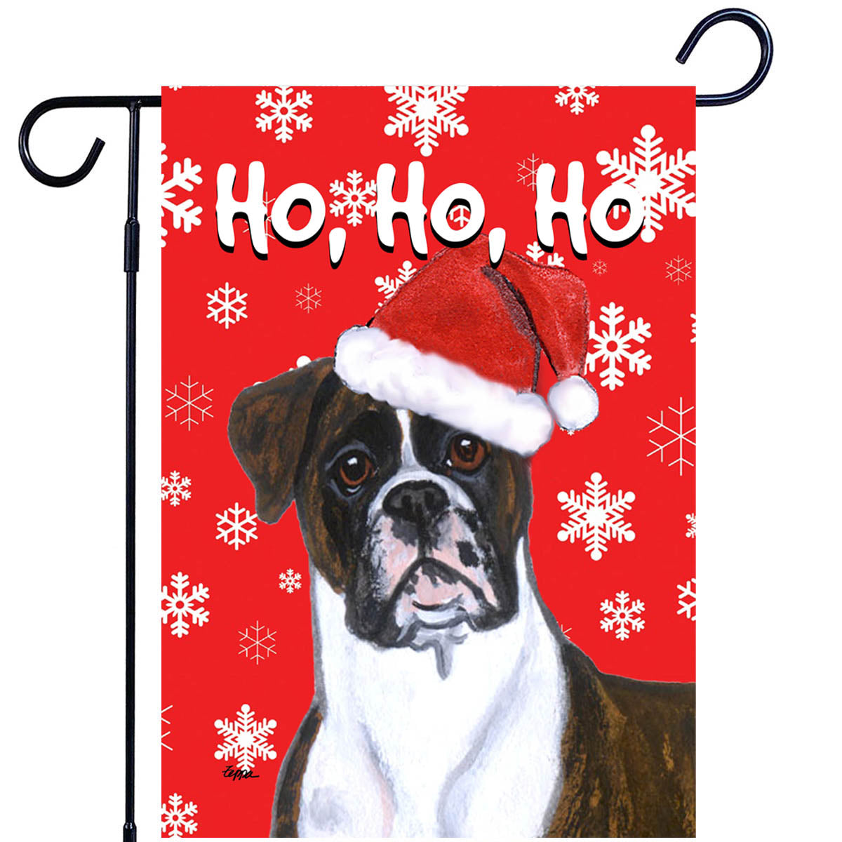 Boxer Ho Ho Ho Garden Flag