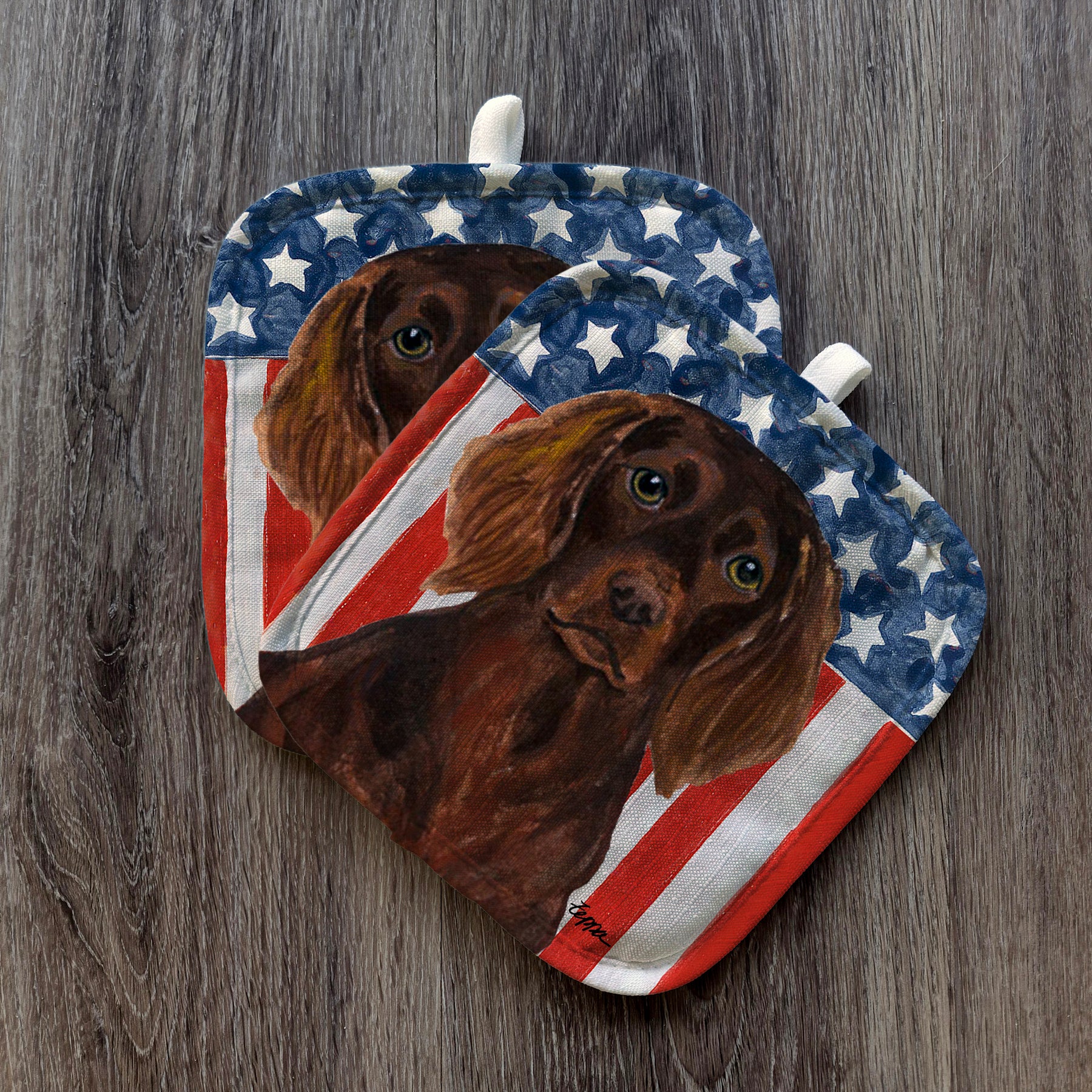 Boykin Spaniel Americana Pot Holder Set