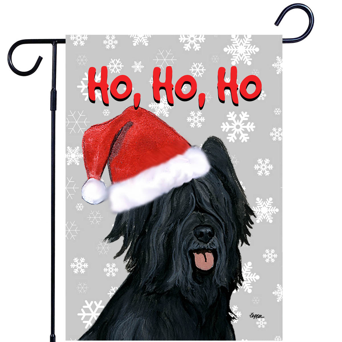 Briard Ho Ho Ho Garden Flag