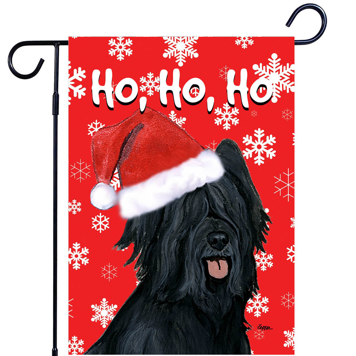 Briard Ho Ho Ho Garden Flag