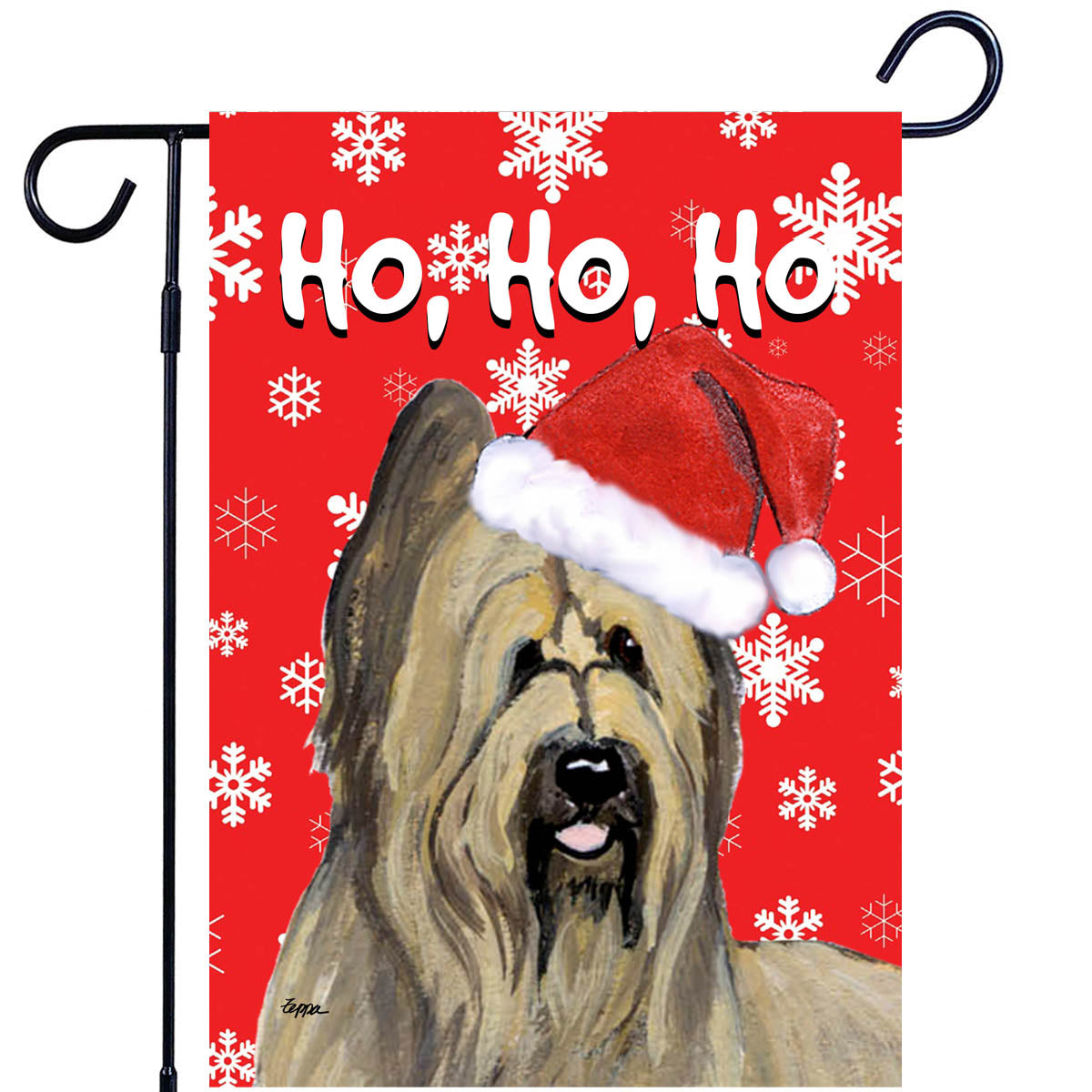 Briard Ho Ho Ho Garden Flag