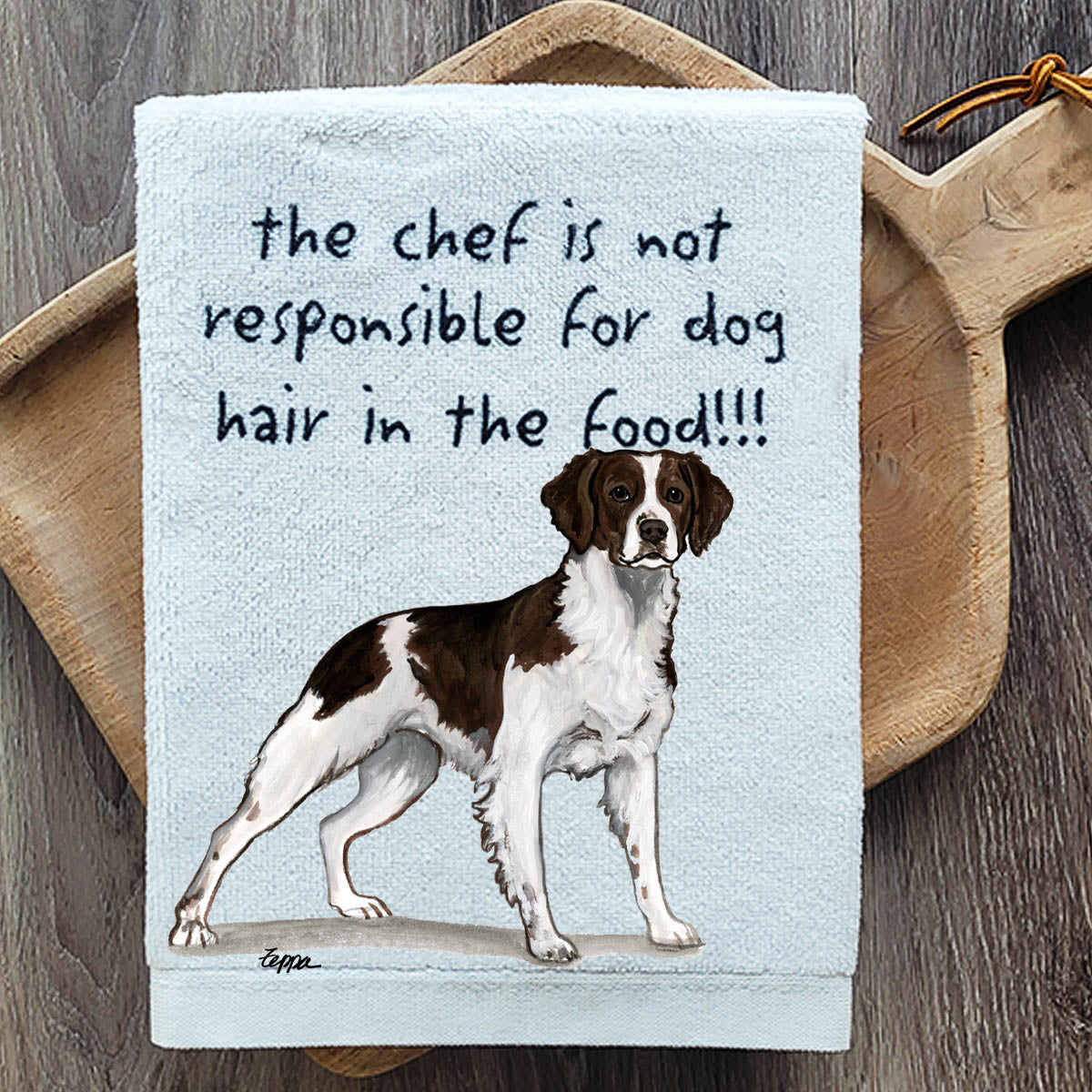 Pawsitively Adorable Liver and White Brittany Kitchen Towel