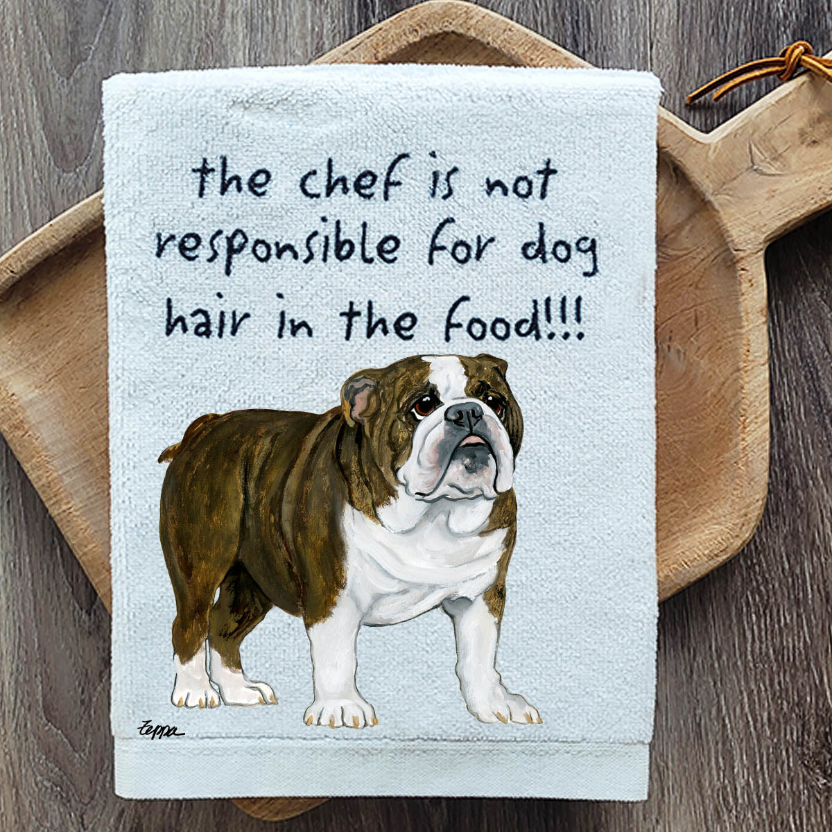 Pawsitively Adorable Brindle Bulldog Kitchen Towel