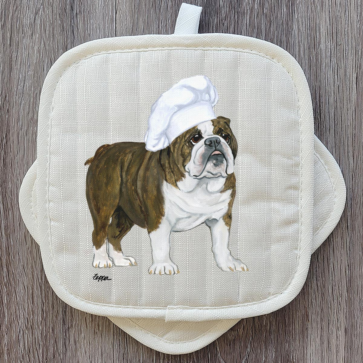 Brindle and White Bulldog Pot Holders