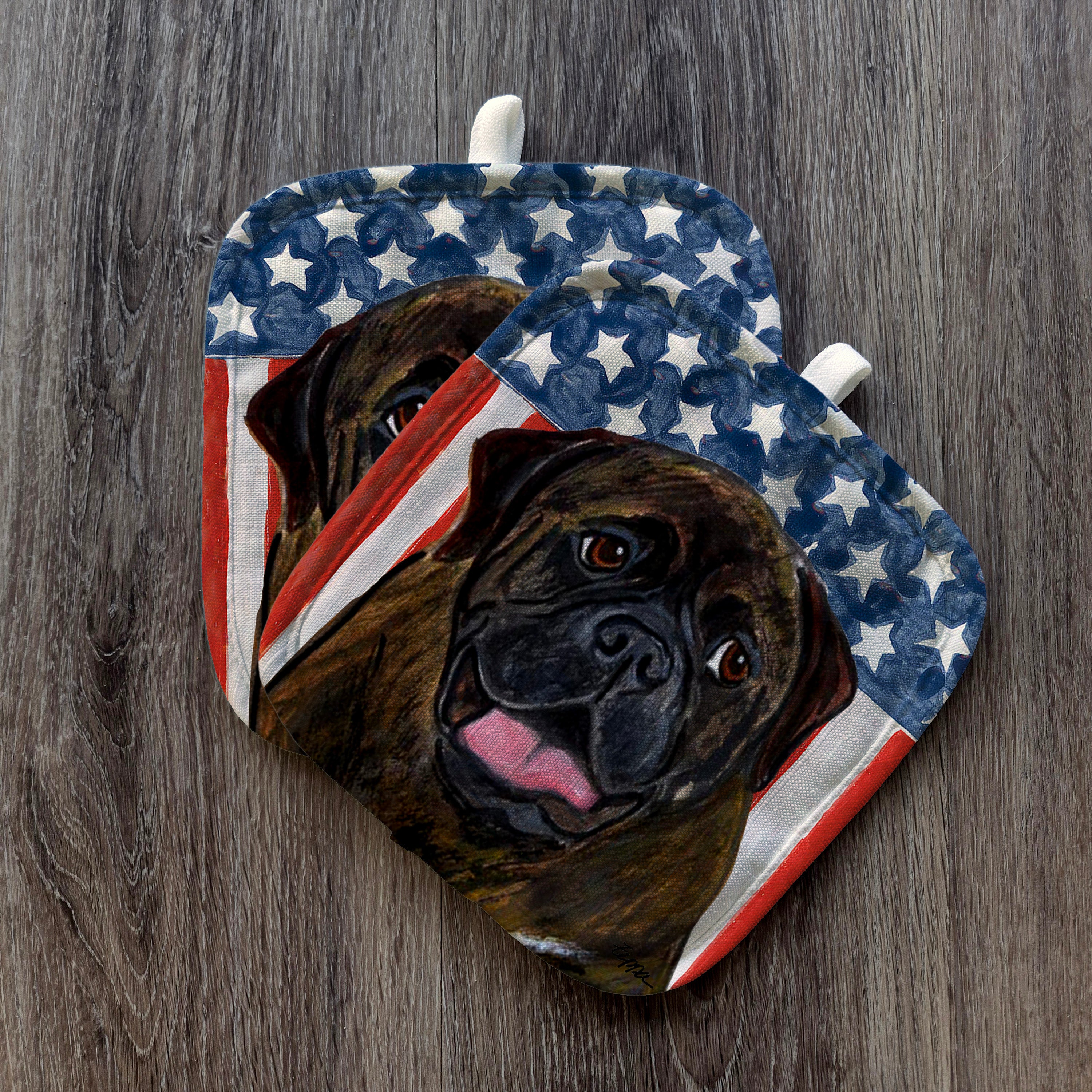 Bullmastiff Americana Pot Holder Set