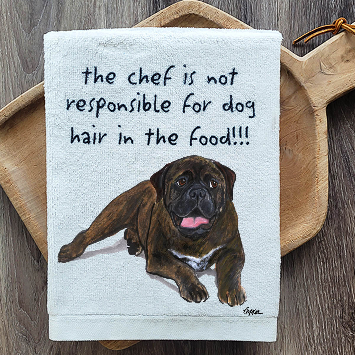 Pawsitively Adorable Bull Mastiff Kitchen Towel