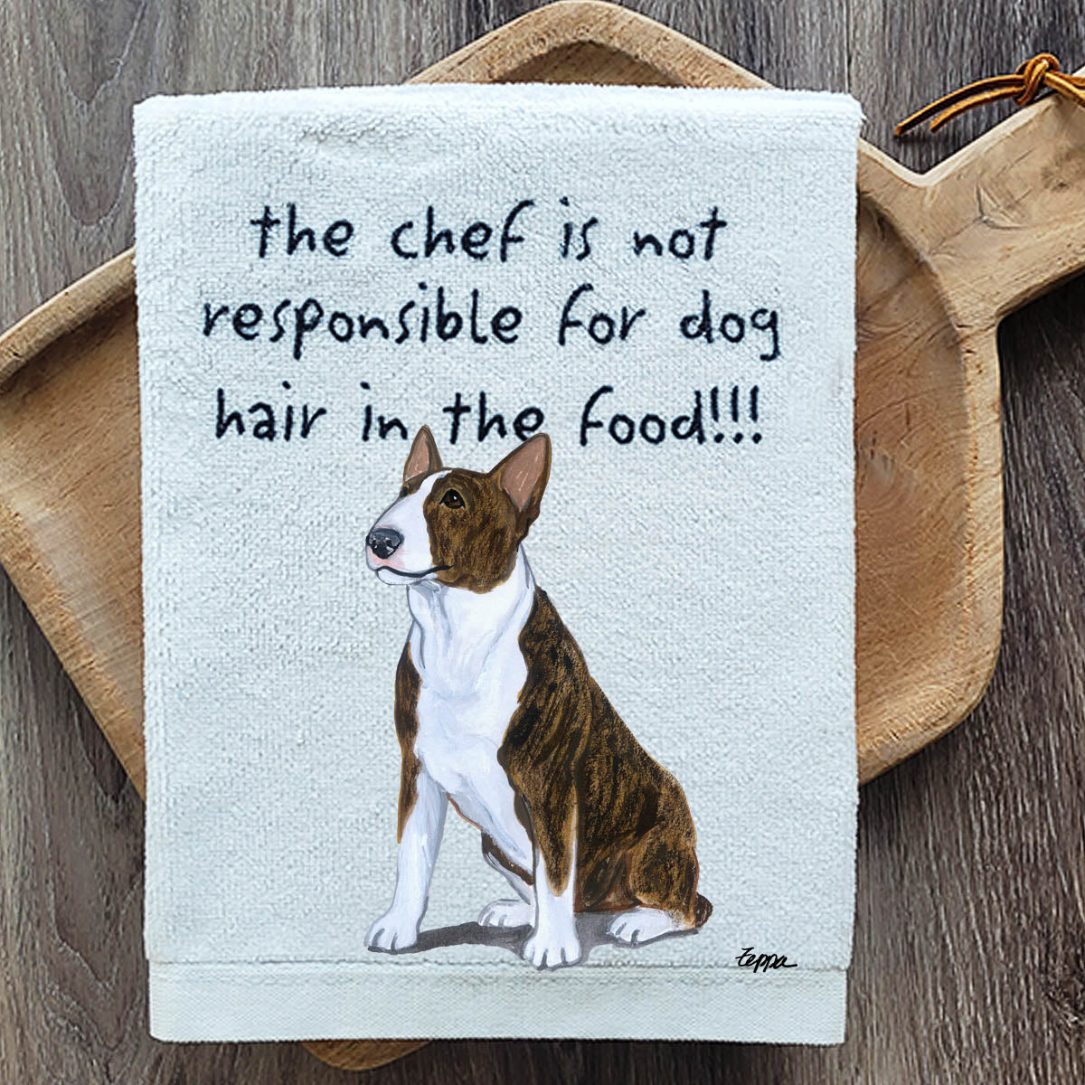 Pawsitively Adorable Brindle Bull Terrier Kitchen Towel
