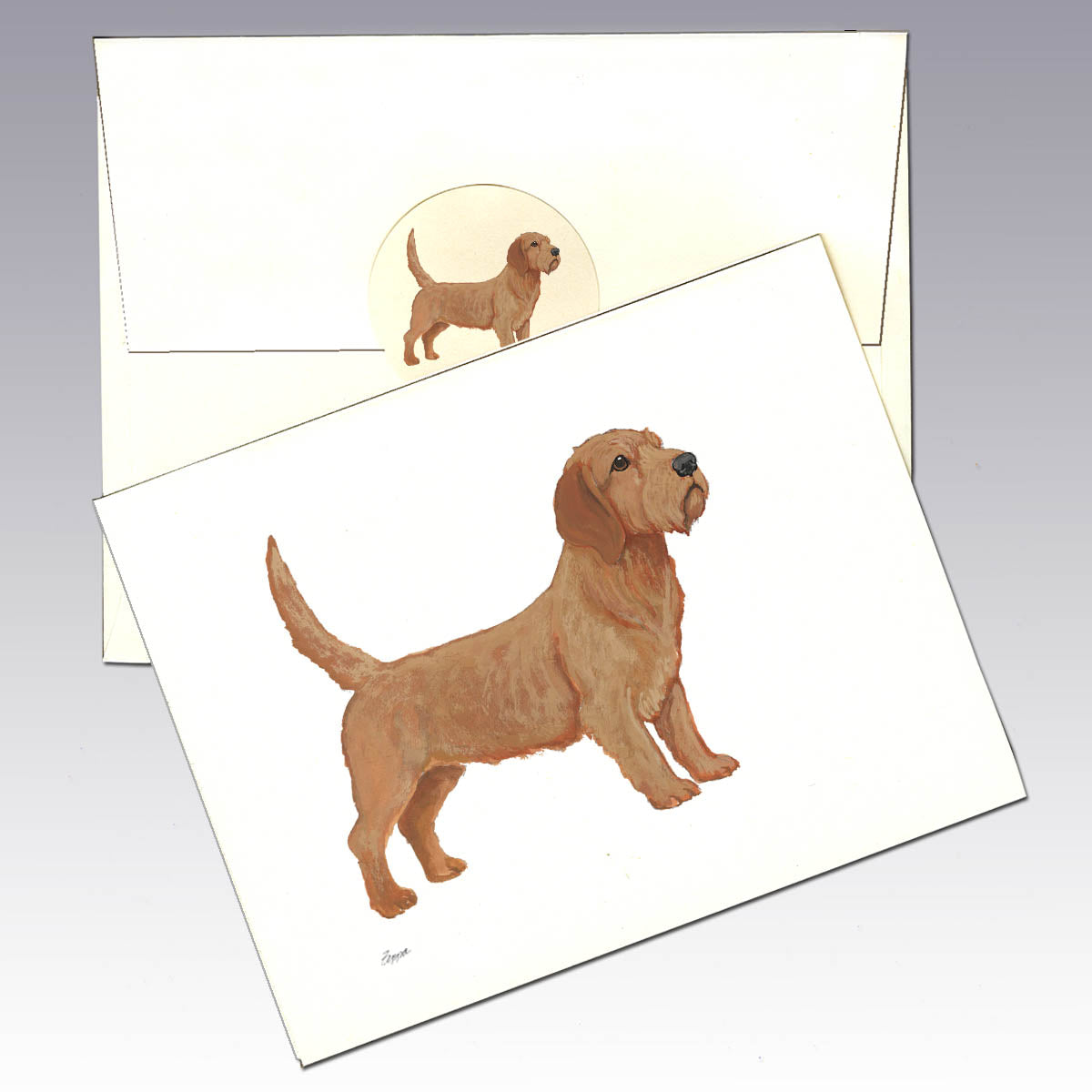 Ivory note cards with a Basset Fauve de Bretagne design
