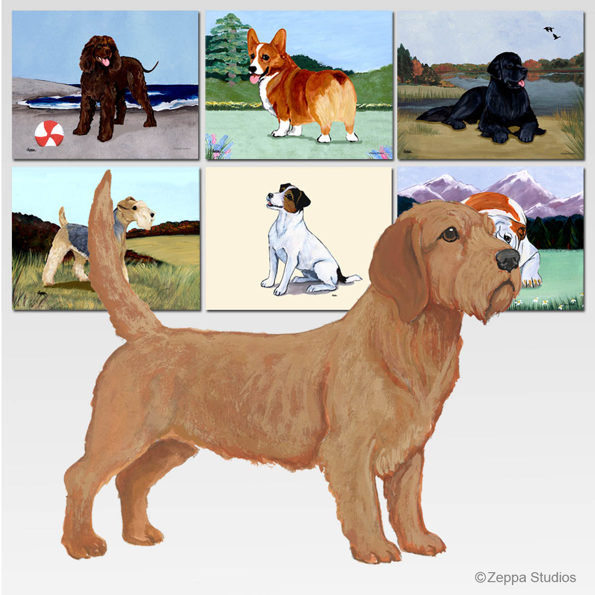 Tempered glass cutting board with a Basset Fauve de Bretagne on your choice of 5 scenic backgrounds