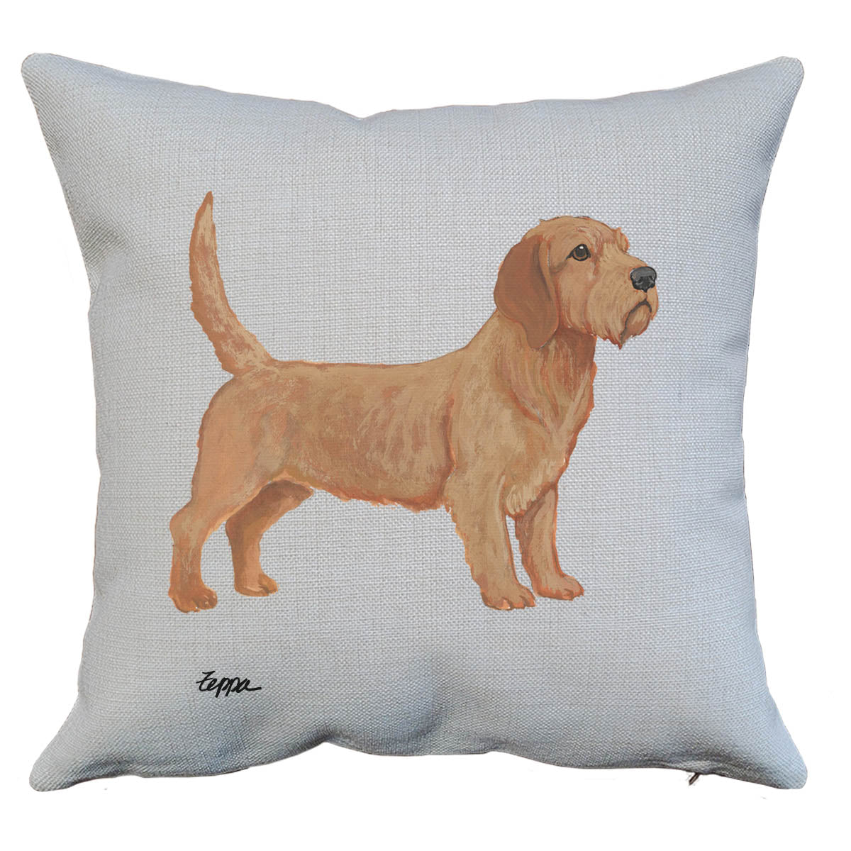 Linen Throw Pillow with a Basset Fauve de Bretagne design
