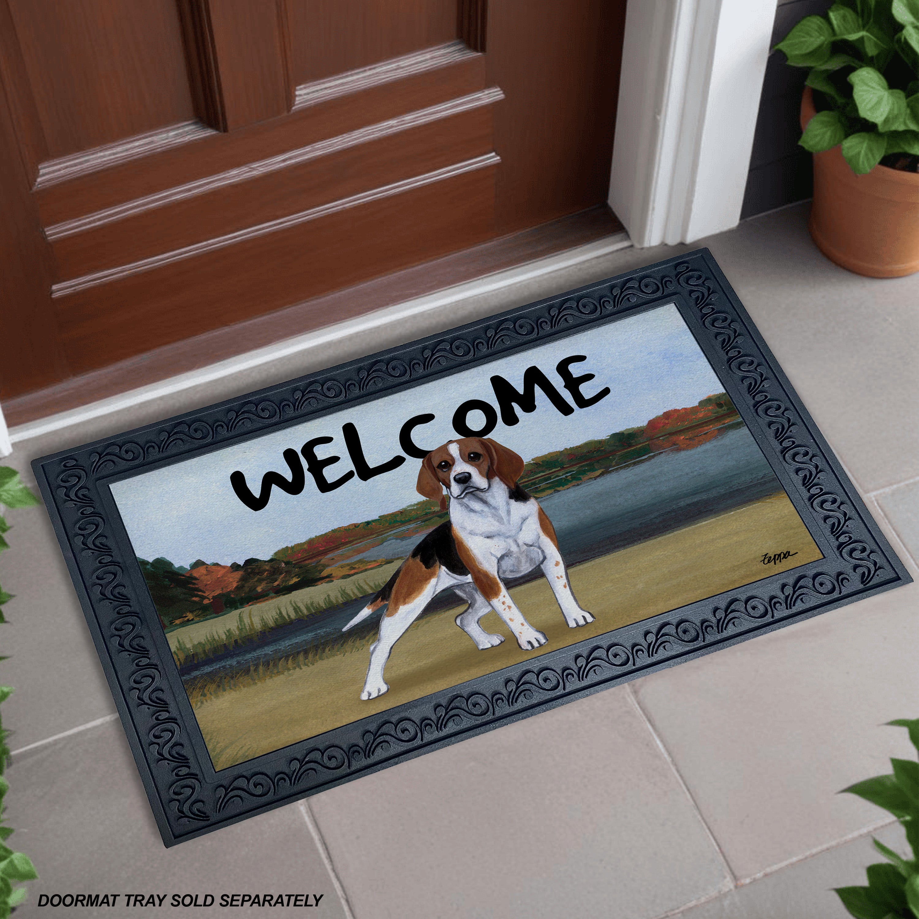 Beagle Lake Scene Welcome Mat